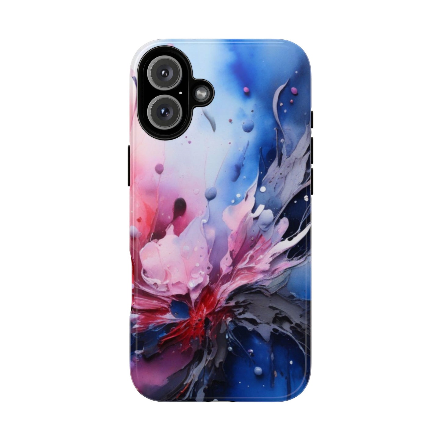 Tough Case — Abstract Pink & Blue Phone Case. iPhone Tough Cases Phone Cases for iPhone 17/16/15/14 – Dual Layer, Matte/Glossy Finish, Wireless Charging Compatible