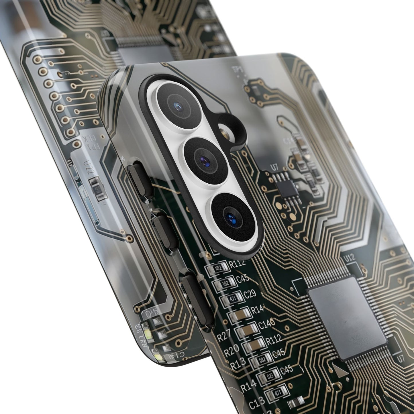 Tough Cases Phone Cases for Samsung Galaxy S25/S24/S23/S22 – Dual Layer, Matte/Glossy Finish, Wireless Charging Compatible, Circuit Board Phone Case — Tech Circuitry Protective Phone Cover