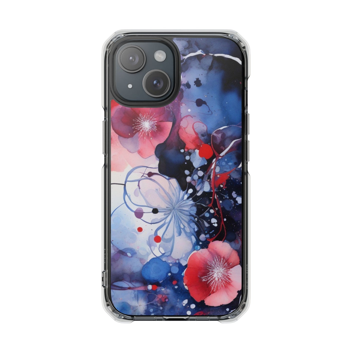 Clear Magnetic Phone Case — Watercolor Floral Impact Protection. Magnetic Impact Phone Case for iPhone 17/16/15/14.
