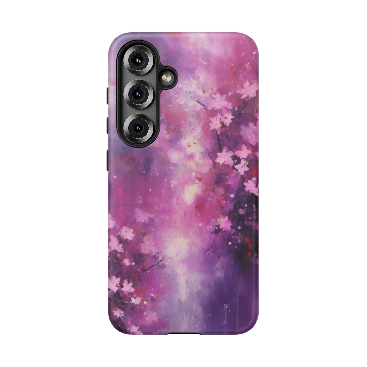 Tough Case Phone Case for Samsung Galaxy S25/S24/S23 – Dual Layer, Matte/Glossy Finish, Wireless Charging Compatible, Cherry Blossom Tough Case - Floral Phone Cover