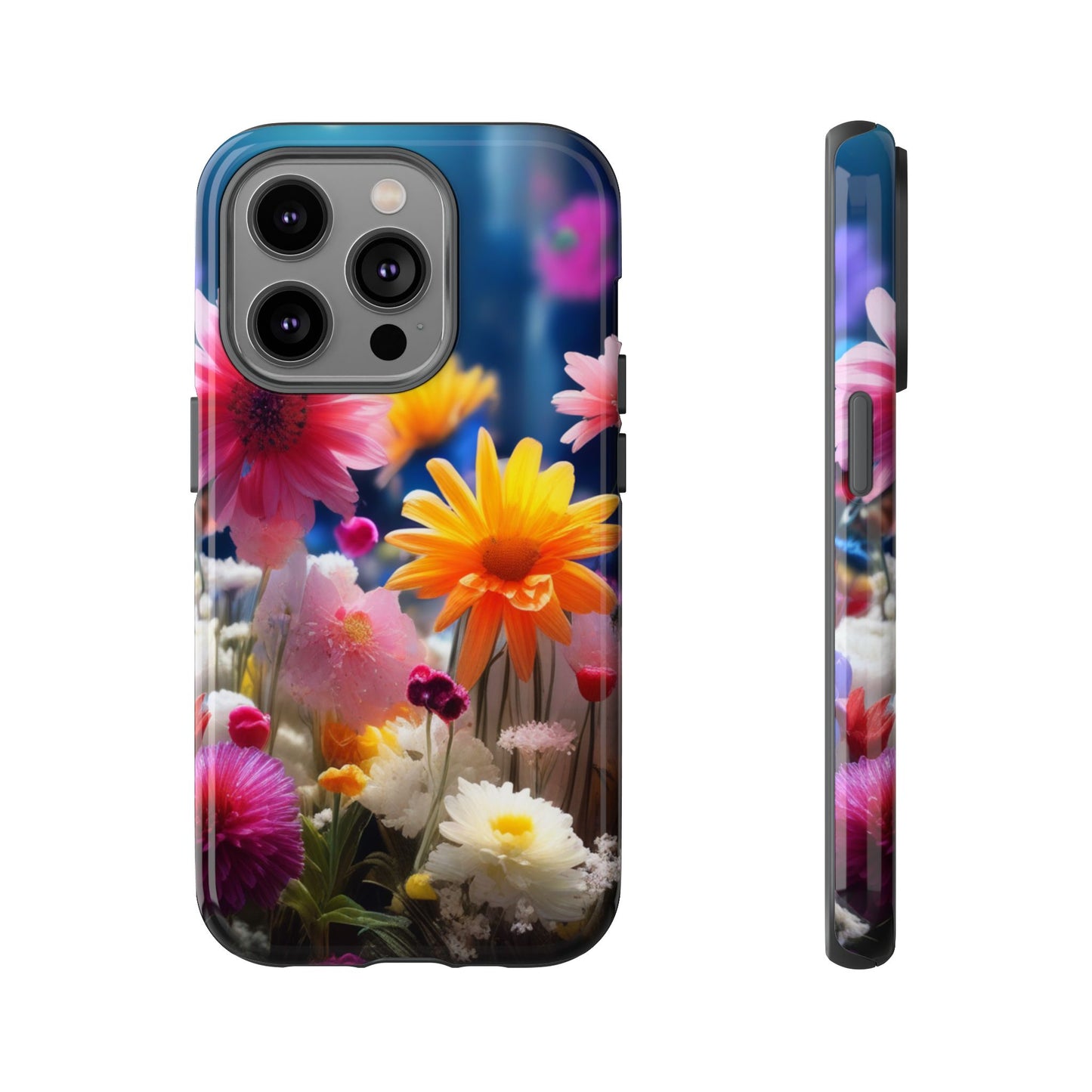 iPhone Tough Cases Phone Cases for iPhone 14\15\16\17– Dual Layer, Matte/Glossy Finish, Wireless Charging Compatible, Floral Garden Phone Case — Vibrant Spring Flowers Protective iPhone Case