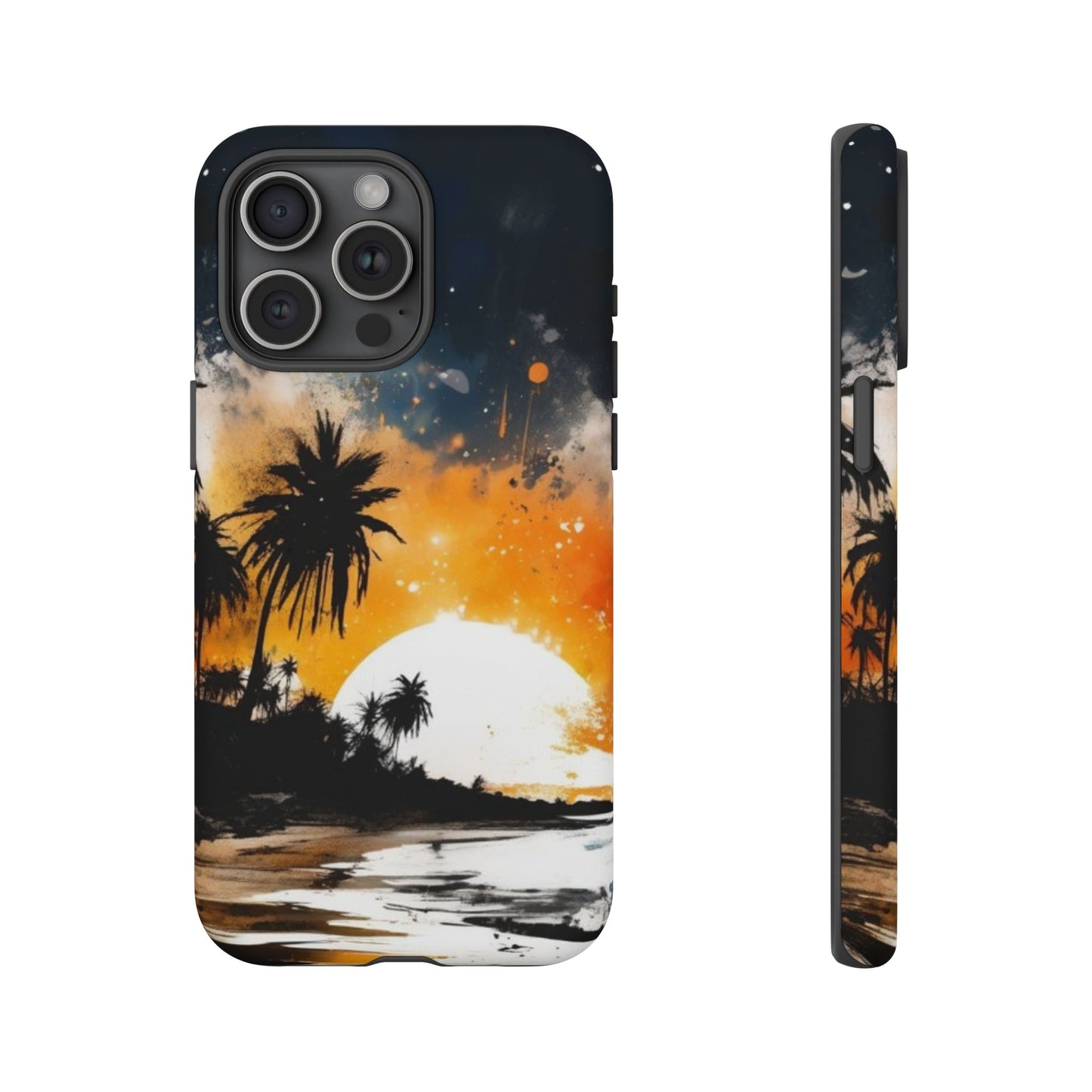 iPhone Tough Cases Phone Case for iPhone 14/15/16/17– Dual Layer, Matte/Glossy Finish, Wireless Charging Compatible, Tropical Sunset Design, Beach Lover Gift, Custom Phone Cover, Summer Vibes, Vacation Essentials