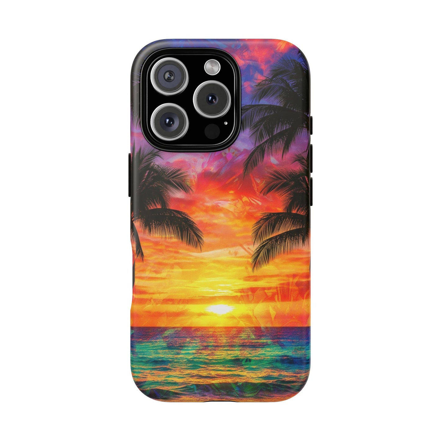 iPhone Tough Cases Phone Cases for iPhone 14\15\16\17. Tropical Sunset Phone Case — Palm Tree Beach Protective Cover