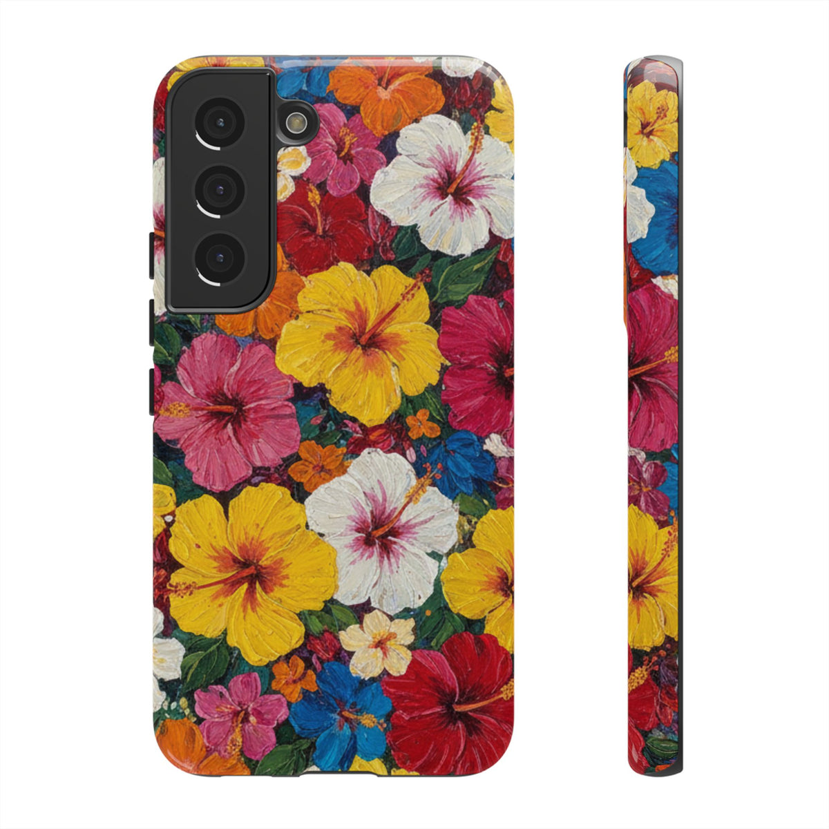 Tough Cases Phone Cases for Samsung Galaxy S26/S25/S24/S23/S22 – Dual Layer, Matte/Glossy Finish, Wireless Charging CompatibleFloral Hibiscus Tough Phone Case — Bright Tropical Flowers Protective Cover