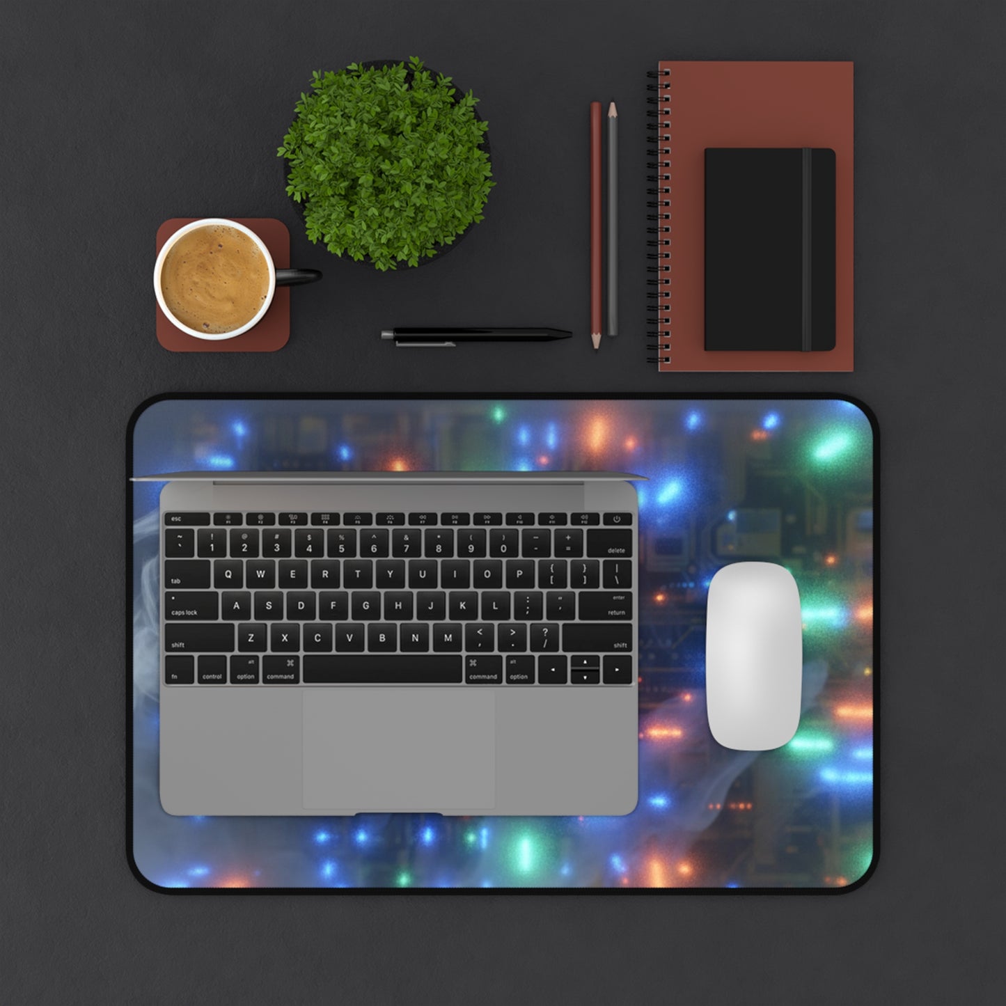 Large Gaming Mouse Pad – Premium Mouse Pad & Tech Accessory for Home & Office, Premium Desk Mat, Gaming Mouse Pad, Non-slip, Circuit Glow Desk Mat — Neon Tech Mouse Pad with Retro Computer Lights