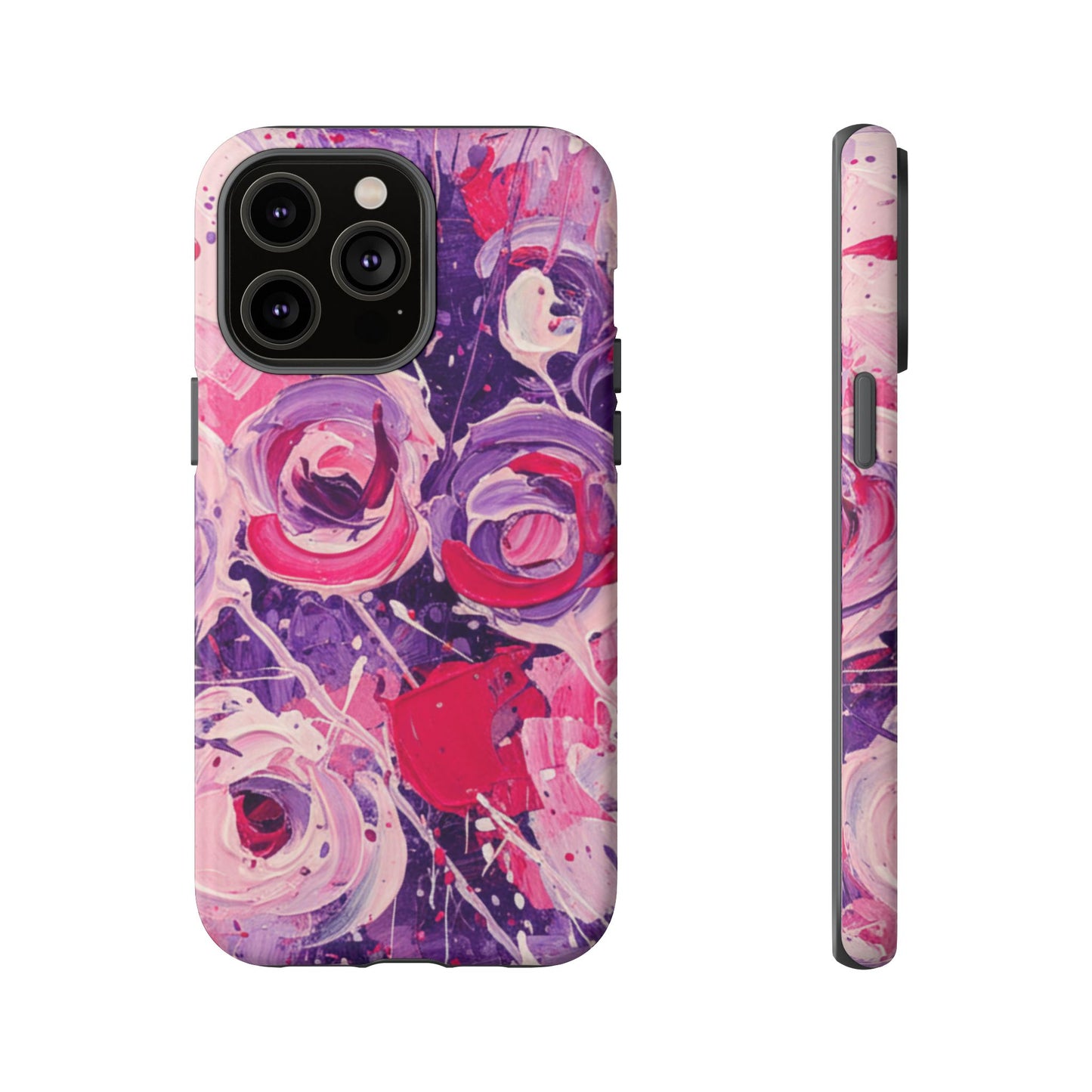 iPhone Tough Cases , iPhone 17 case, Phone Cases for iPhone 14\15\16\17 – Dual Layer, Matte/Glossy Finish, Wireless Charging Compatible, Floral Abstract Tough Phone Case — Protective Cover