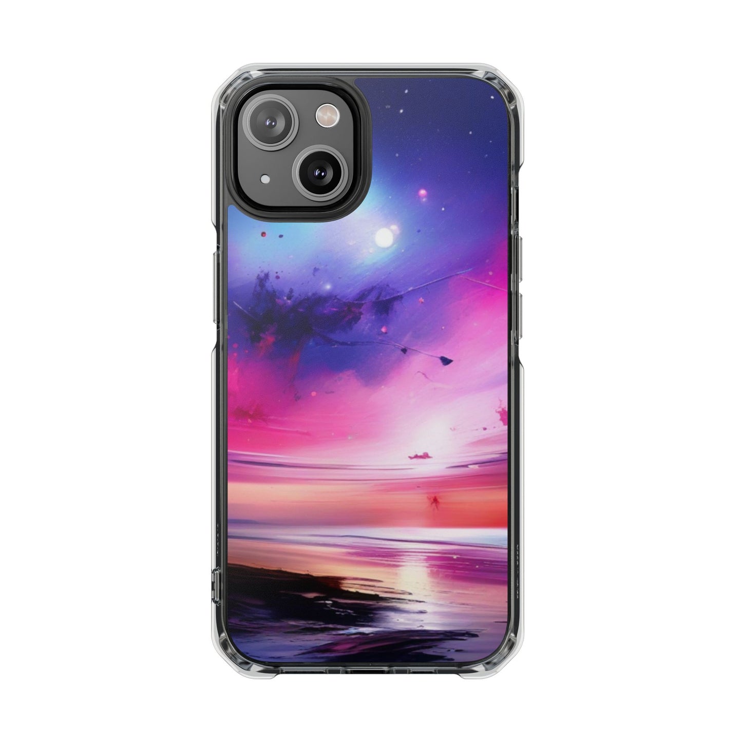 Magnetic Impact Phone Case for iPhone 16/15/14, Magnetic Clear Impact Phone Cases - Galaxy Vibe, Protective Cover, Customizable Gift, Stylish Phone Accessory, Unique Design