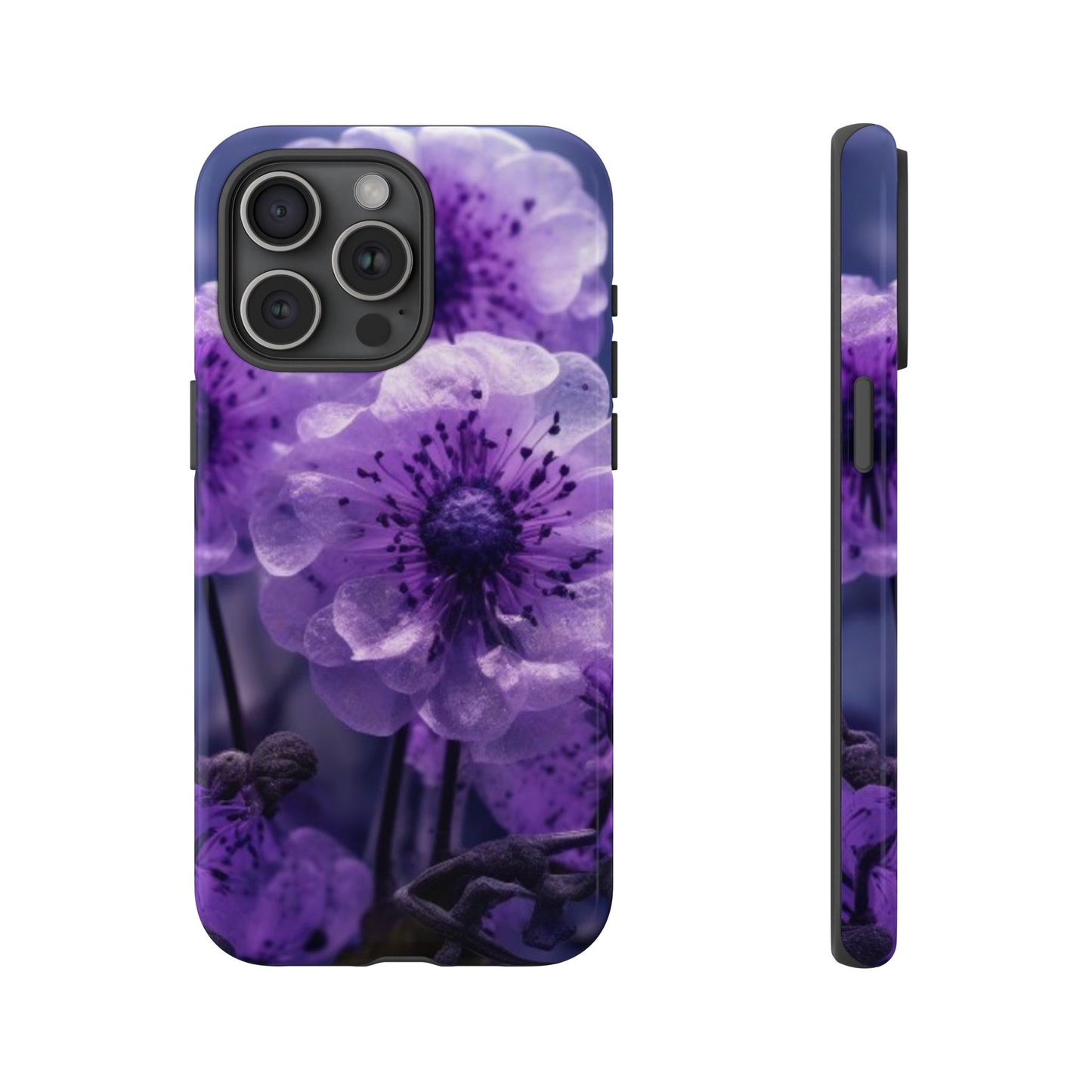 Purple Floral iPhone Case, Tough Cases for iPhone 17/16/15/14- Tough & Stylish Phone Protection. Gifts for her