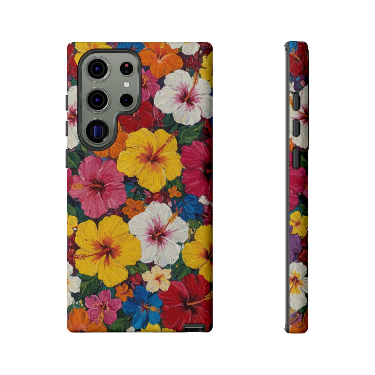 Tough Cases Phone Cases for Samsung Galaxy S26/S25/S24/S23/S22 – Dual Layer, Matte/Glossy Finish, Wireless Charging CompatibleFloral Hibiscus Tough Phone Case — Bright Tropical Flowers Protective Cover