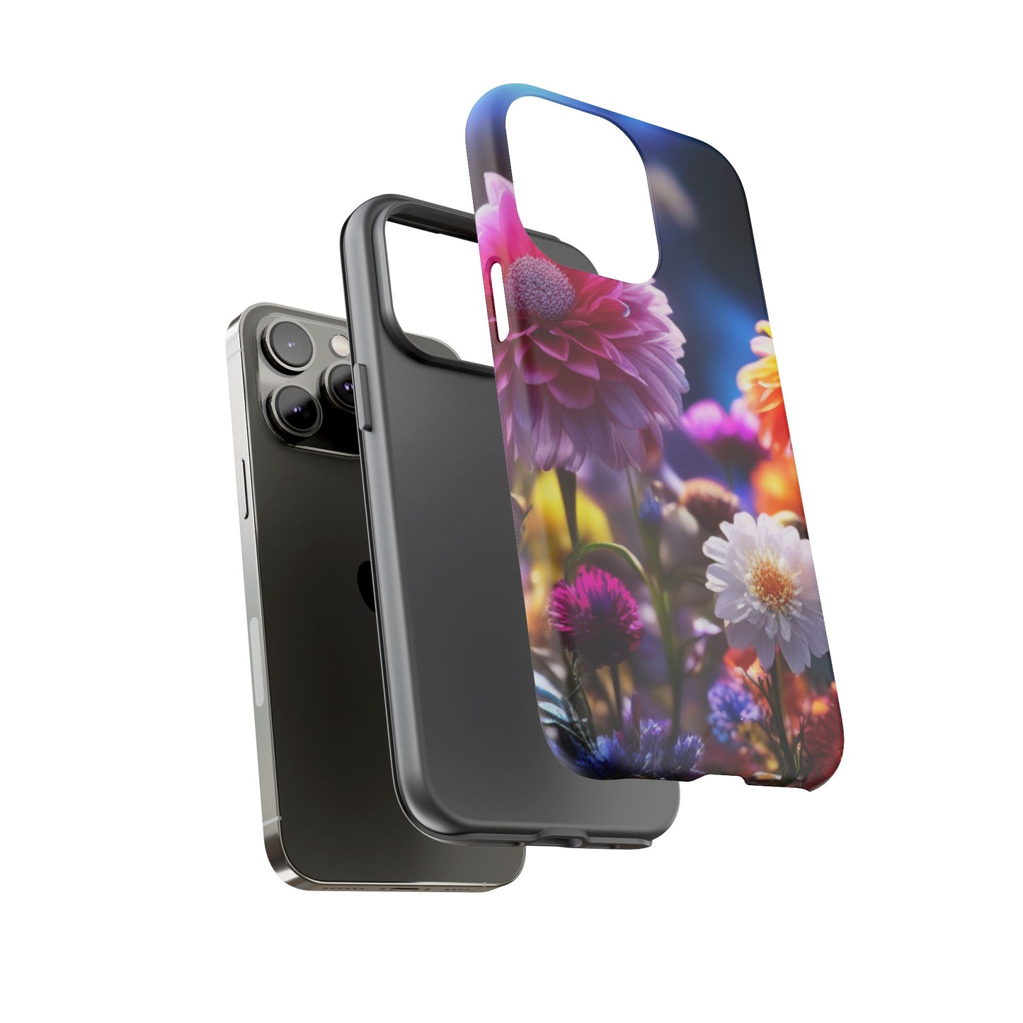 iPhone Tough Cases Phone Cases for iPhone 14\15\16\17 – Dual Layer, Matte/Glossy Finish, Wireless Charging Compatible, Floral Garden Phone Case — Vibrant Bloom Protective iPhone Cover