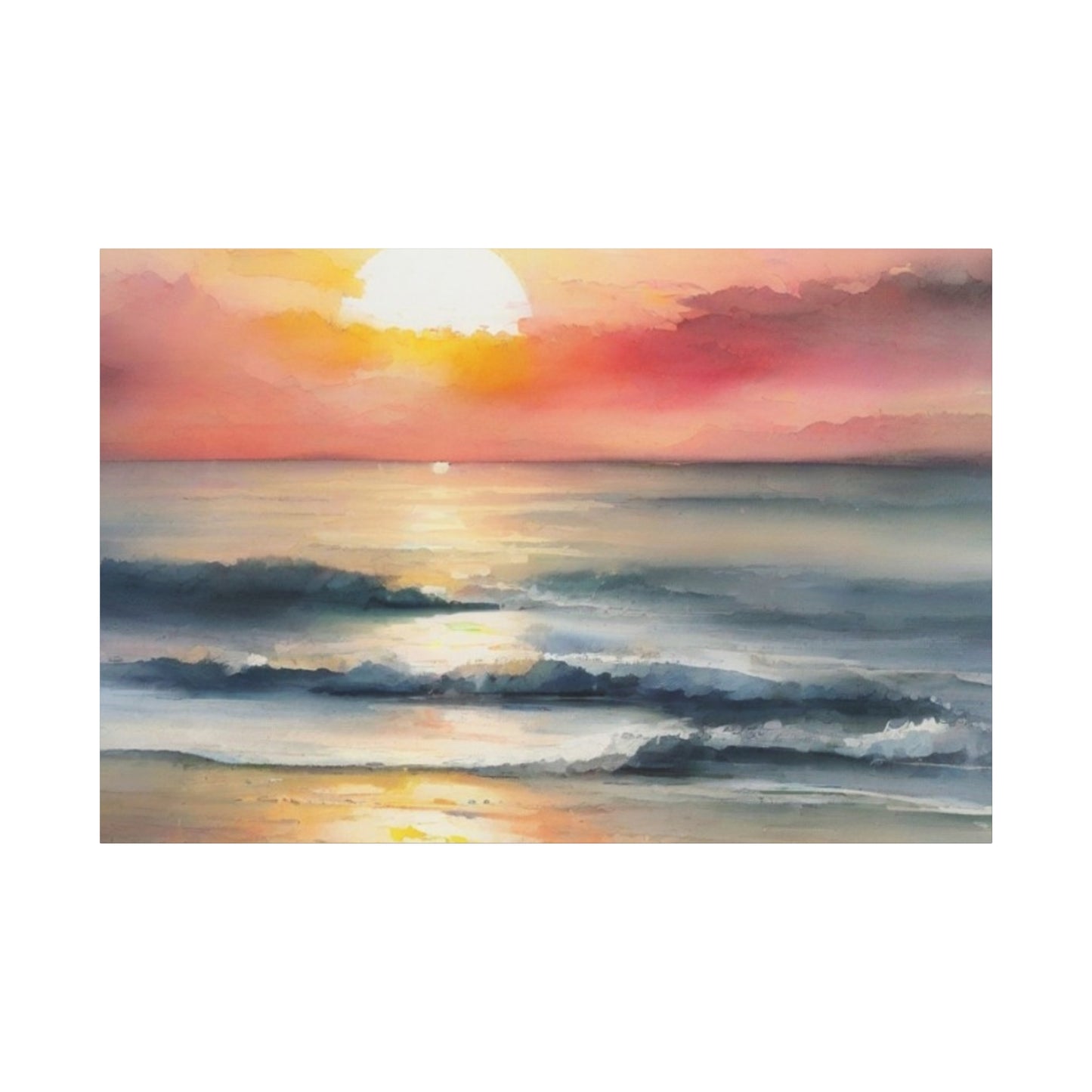 Abstract Art Canvas Print – Modern Wall Art, Digital Artwork, Matte Canvas, Ready to Hang, Home & Office Décor, Modern Wall Décor, Coastal Sunset Canvas Wall Art - 12" x 16" Stretched Print