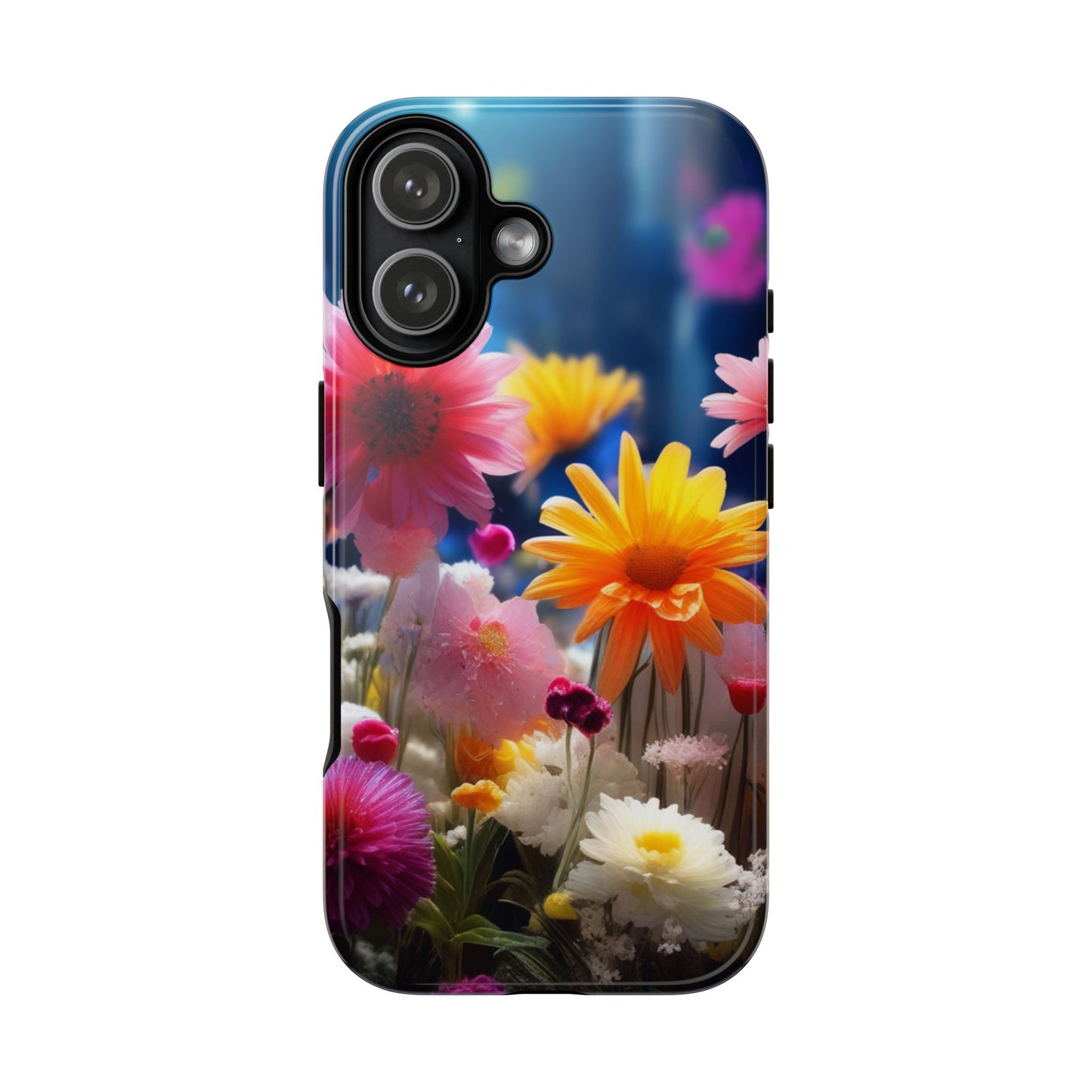 iPhone Tough Cases Phone Cases for iPhone 14\15\16\17– Dual Layer, Matte/Glossy Finish, Wireless Charging Compatible, Floral Garden Phone Case — Vibrant Spring Flowers Protective iPhone Case