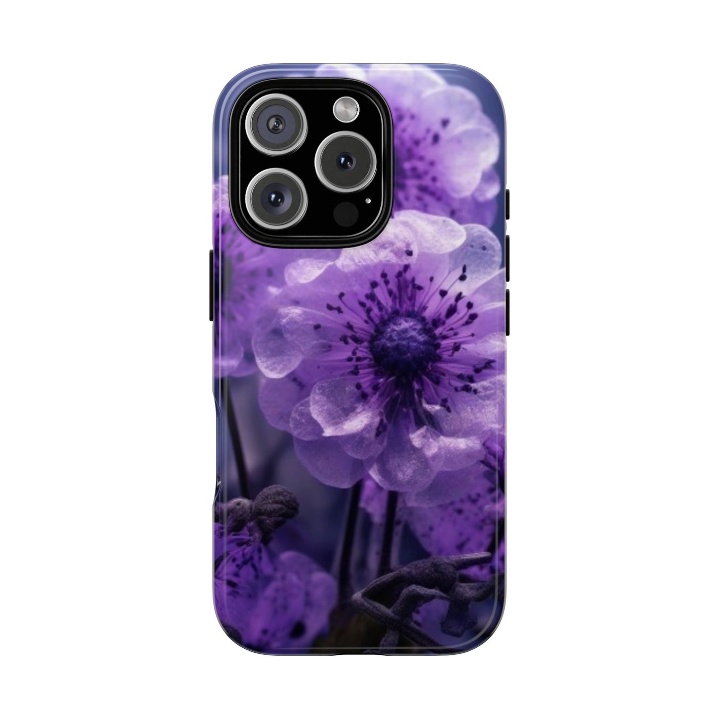 Purple Floral iPhone Case, Tough Cases for iPhone 17/16/15/14- Tough & Stylish Phone Protection. Gifts for her