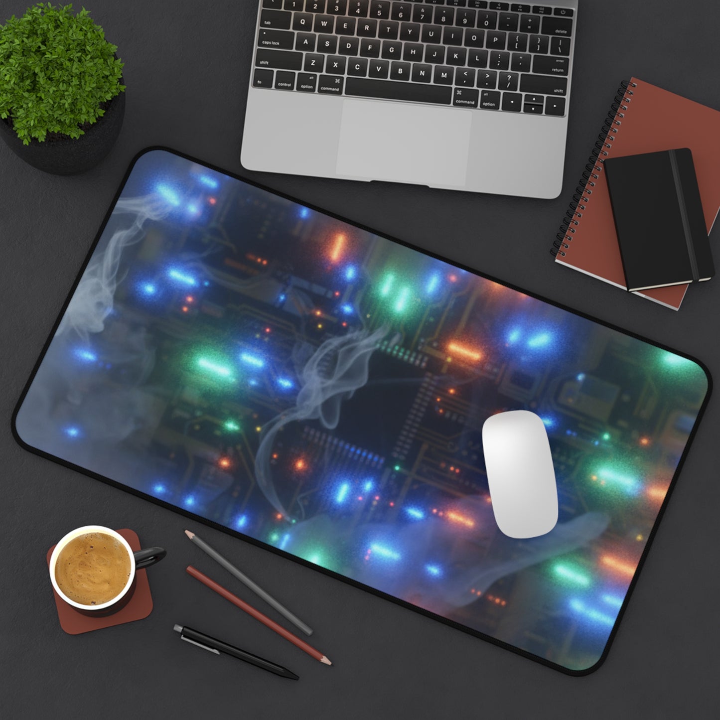 Large Gaming Mouse Pad – Premium Mouse Pad & Tech Accessory for Home & Office, Premium Desk Mat, Gaming Mouse Pad, Non-slip, Circuit Glow Desk Mat — Neon Tech Mouse Pad with Retro Computer Lights