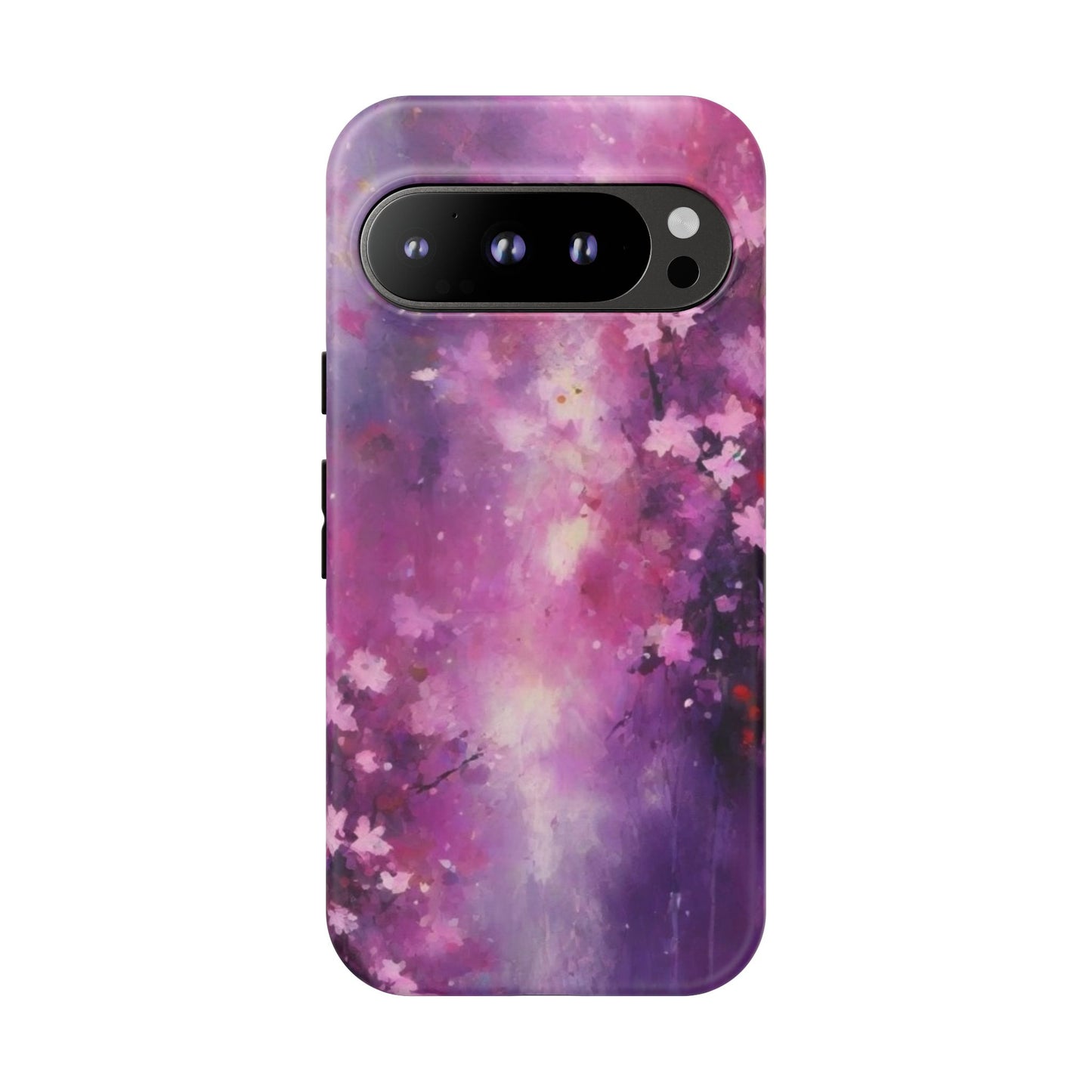 Tough Case Phone Case for Google Pixel 7/8/9– Dual Layer, Matte/Glossy Finish, Wireless Charging Compatible, Artistic Floral Phone Case - Tough Cases with Cherry Blossom Design