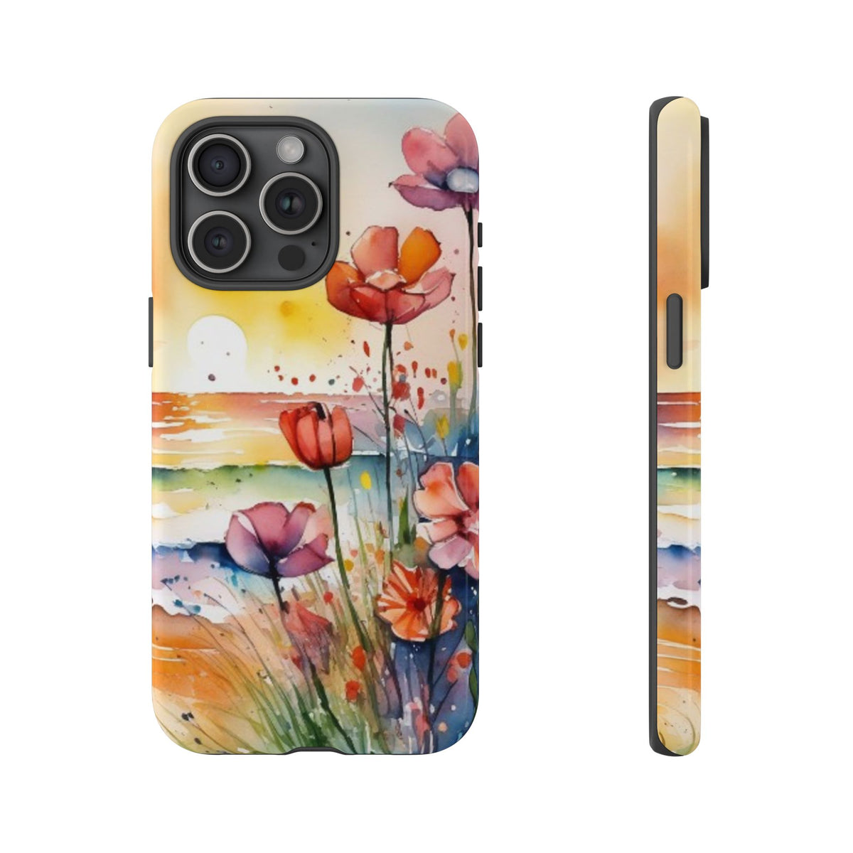 Floral Phone Case, Tough Cases Phone Cases for iPhone 17/16/15/14 - Tough Cases with Vibrant Watercolor Design