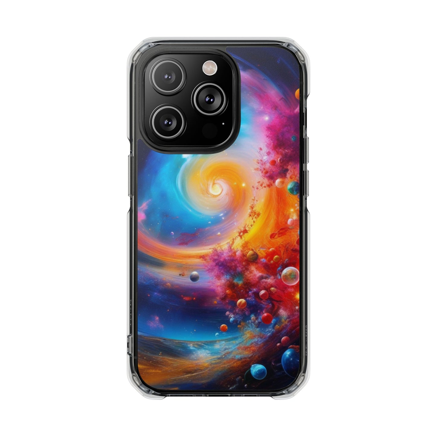 Magnetic Impact Phone Case for iPhone 16/15/14 — Colorful Cosmic Swirl Design