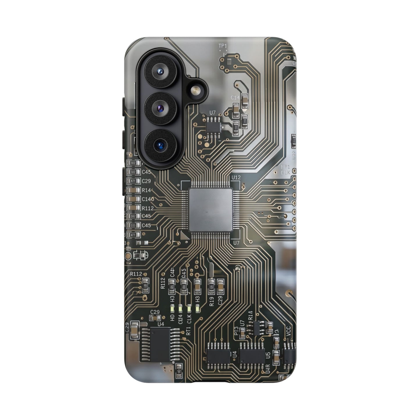 Tough Cases Phone Cases for Samsung Galaxy S25/S24/S23/S22 – Dual Layer, Matte/Glossy Finish, Wireless Charging Compatible, Circuit Board Phone Case — Tech Circuitry Protective Phone Cover