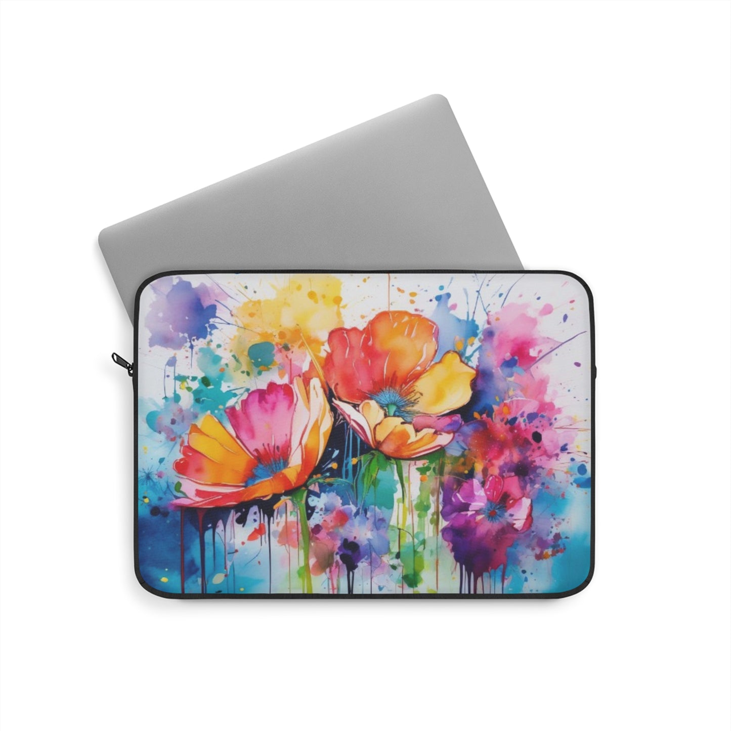Laptop Sleeve, Artistic Computer Case, Flower Design Sleeve for Women, Colorful Tech Accessories, Ideal Gift for Students