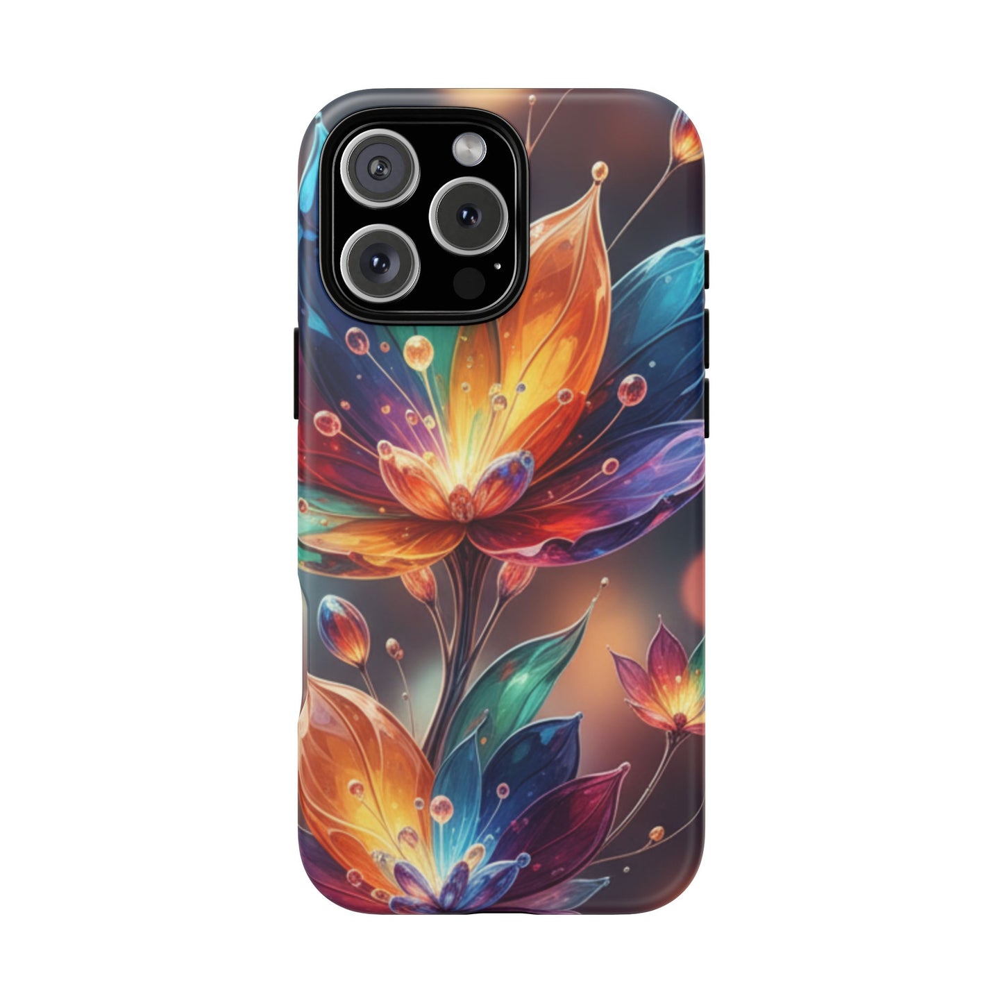 iPhone Tough Cases Phone Cases for iPhone 14\15\16\17 – Dual Layer, Matte/Glossy Finish, Wireless Charging Compatible — Vibrant Floral Lotus Phone Case