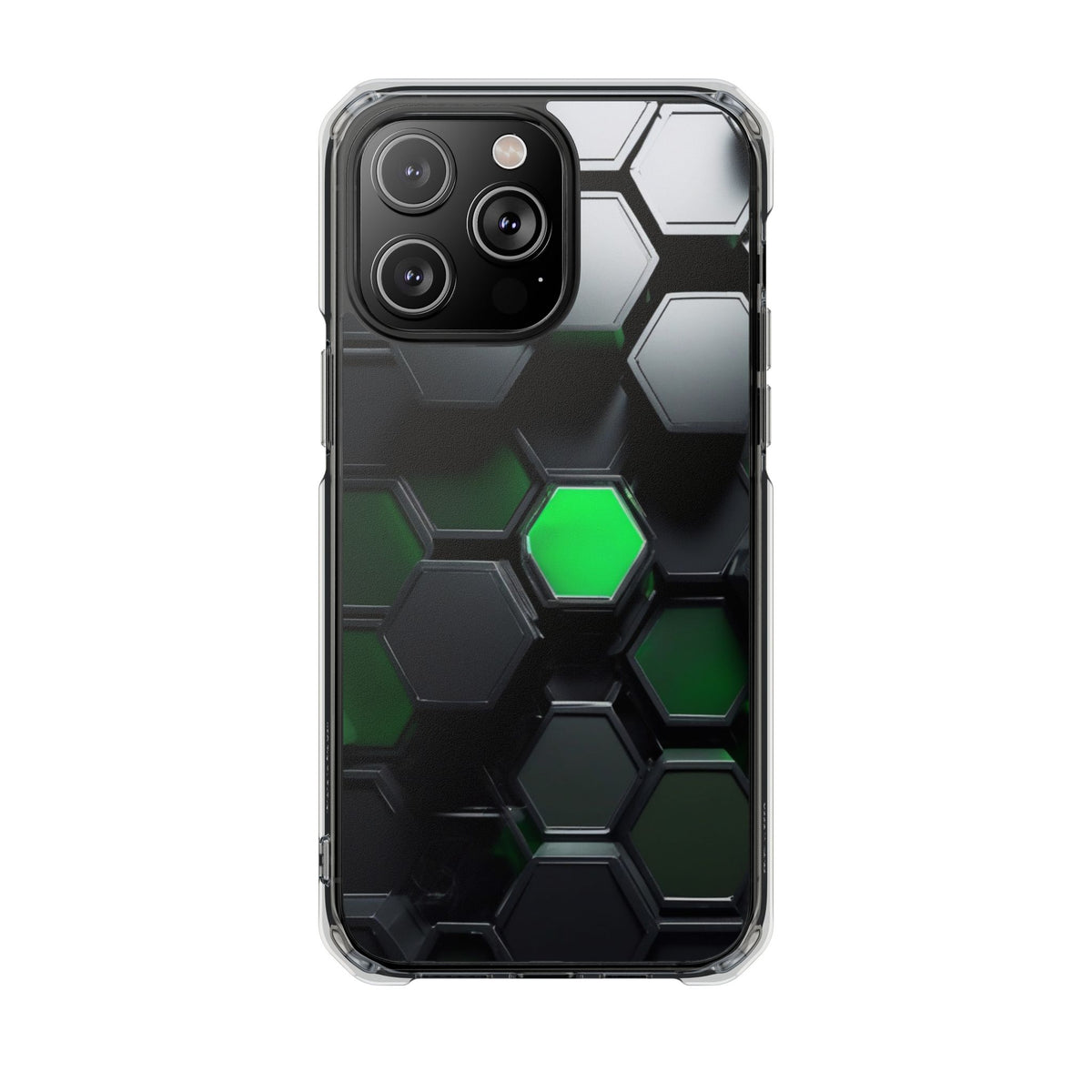 Magnetic Impact Phone Case for iPhone 16/15/14, Hexagon Pattern Magnetic Clear Impact Case, Stylish Phone Accessory, Gift for Tech Lovers, Durable Protection.