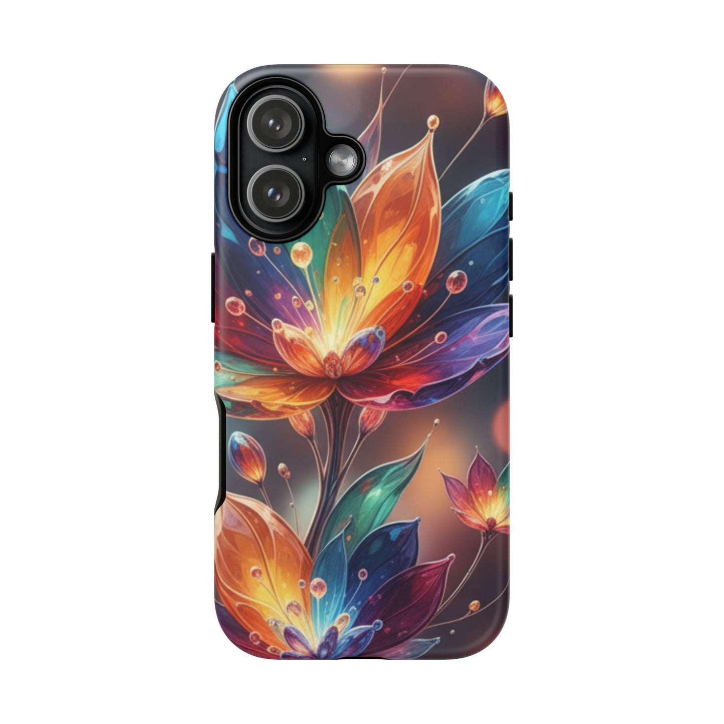 iPhone Tough Cases Phone Cases for iPhone 14\15\16\17 – Dual Layer, Matte/Glossy Finish, Wireless Charging Compatible — Vibrant Floral Lotus Phone Case