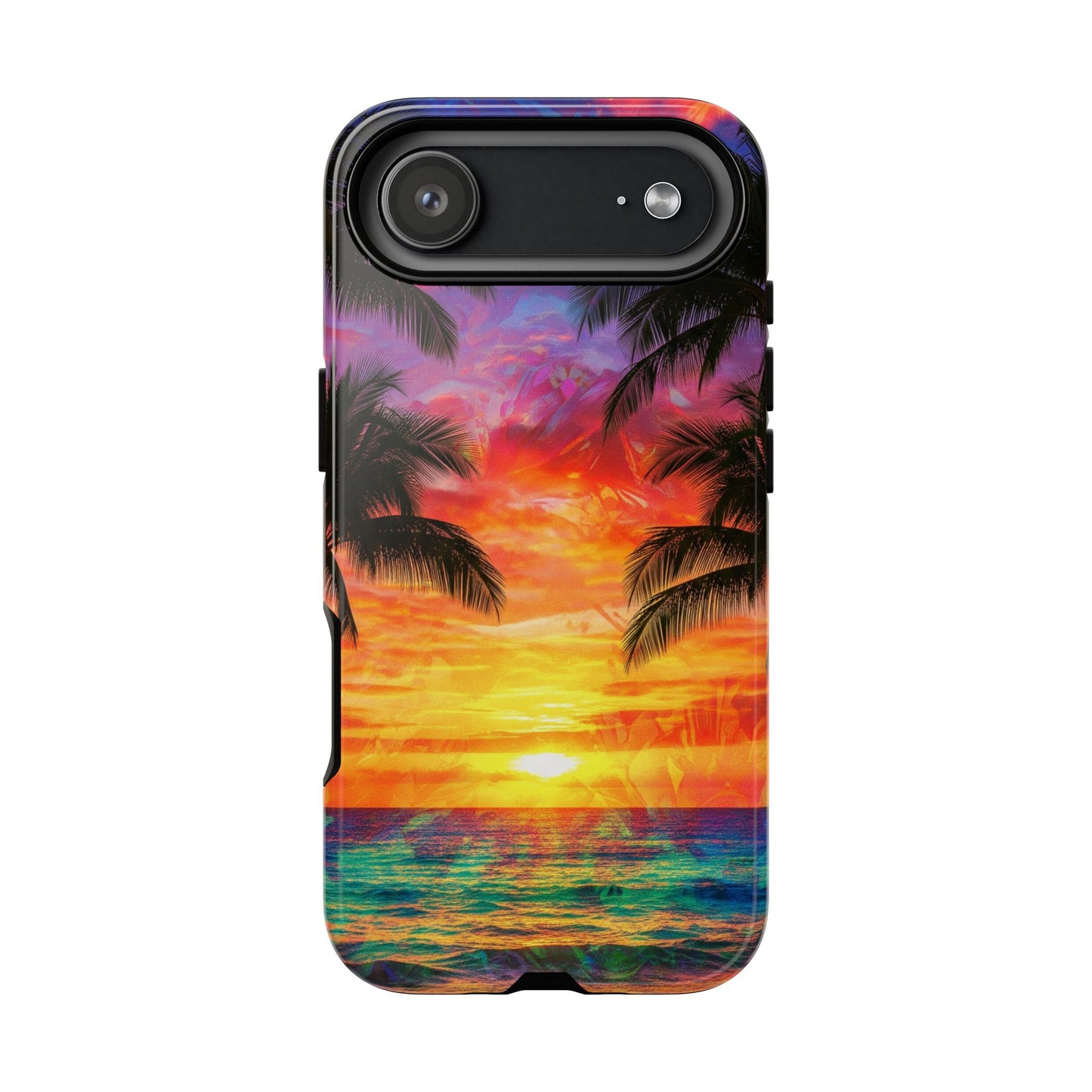 iPhone Tough Cases Phone Cases for iPhone 14\15\16\17. Tropical Sunset Phone Case — Palm Tree Beach Protective Cover