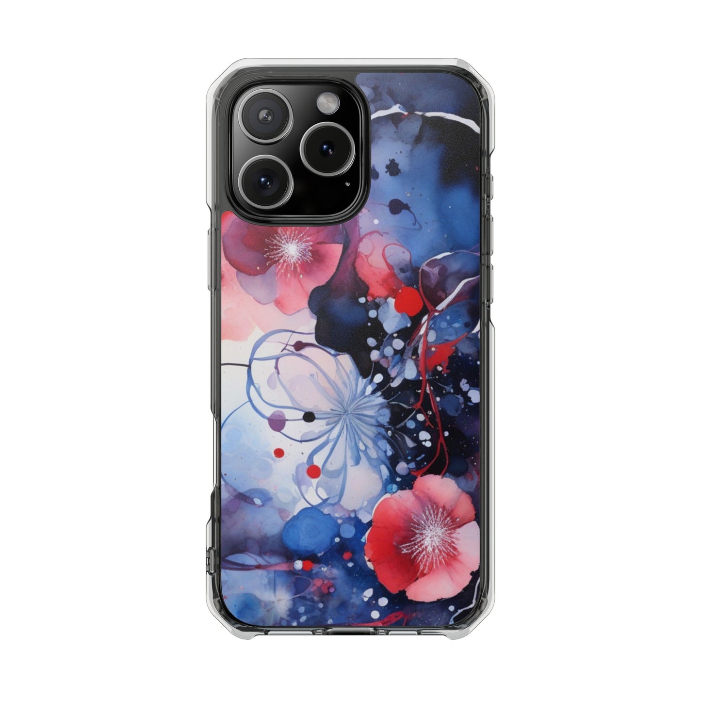 Clear Magnetic Phone Case — Watercolor Floral Impact Protection. Magnetic Impact Phone Case for iPhone 17/16/15/14.