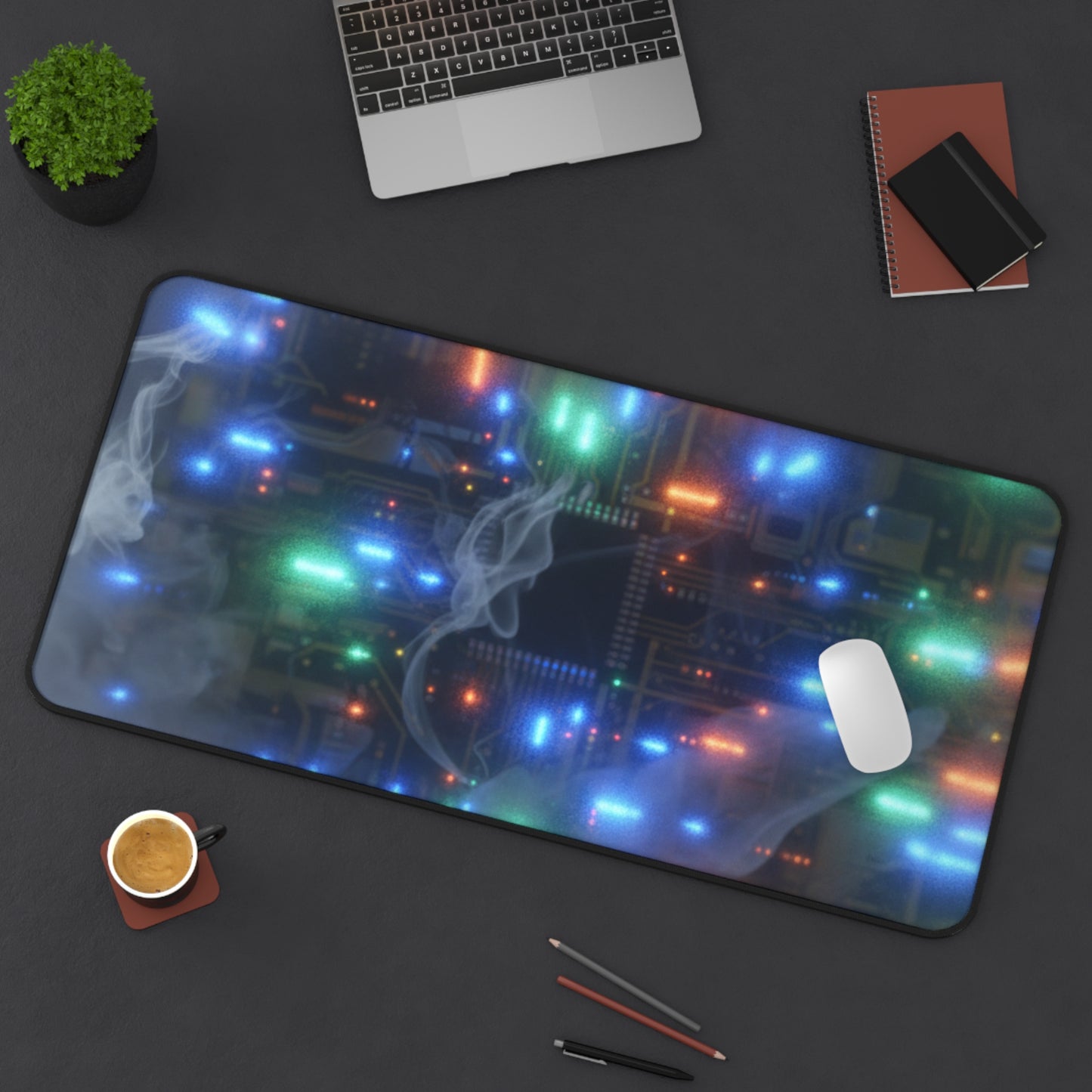 Large Gaming Mouse Pad – Premium Mouse Pad & Tech Accessory for Home & Office, Premium Desk Mat, Gaming Mouse Pad, Non-slip, Circuit Glow Desk Mat — Neon Tech Mouse Pad with Retro Computer Lights
