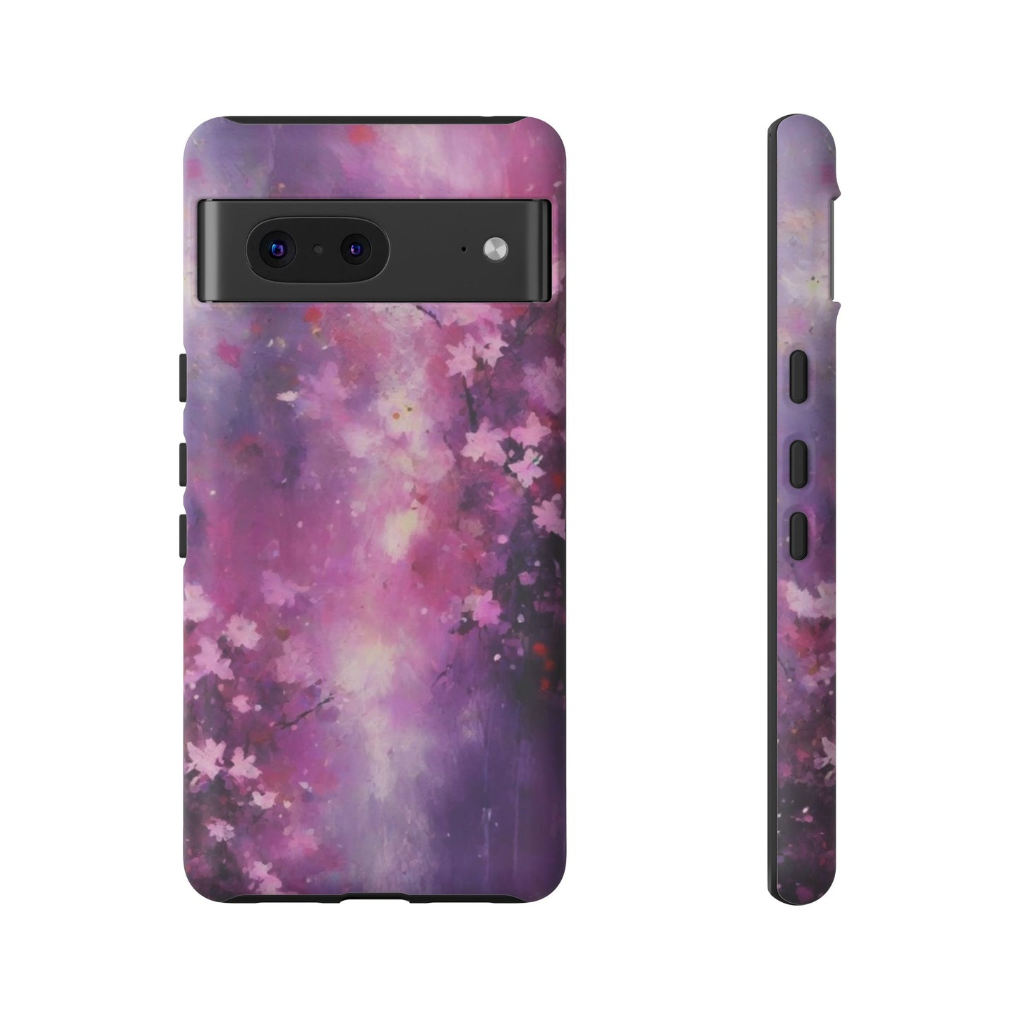 Tough Case Phone Case for Google Pixel 7/8/9– Dual Layer, Matte/Glossy Finish, Wireless Charging Compatible, Artistic Floral Phone Case - Tough Cases with Cherry Blossom Design