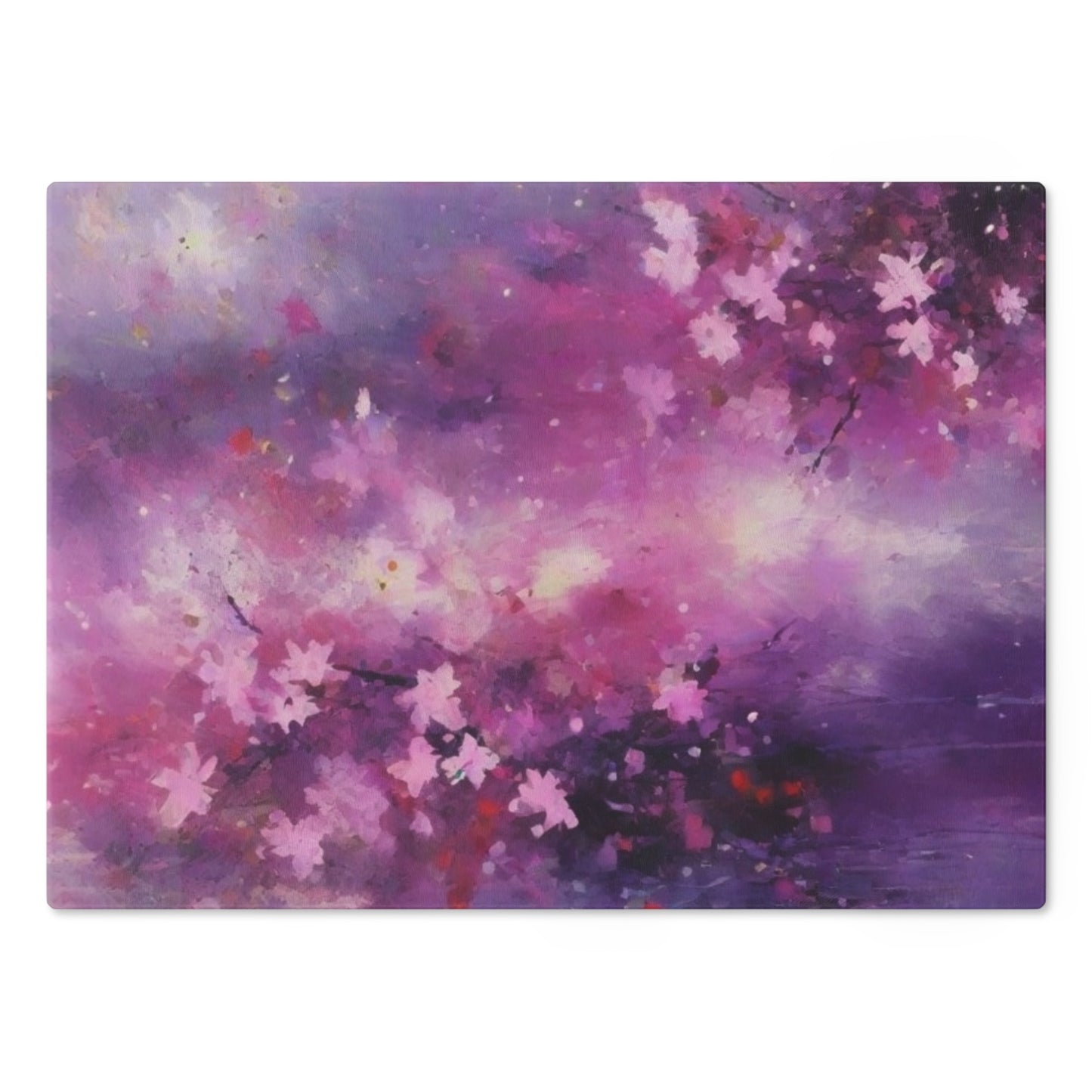 Tempered Glass Cutting Board – Hygienic, Scratch-Resistant, Dishwasher-Safe | Modern Kitchen Essential, Floral Artistic Cutting Board - Purple Blossom Design