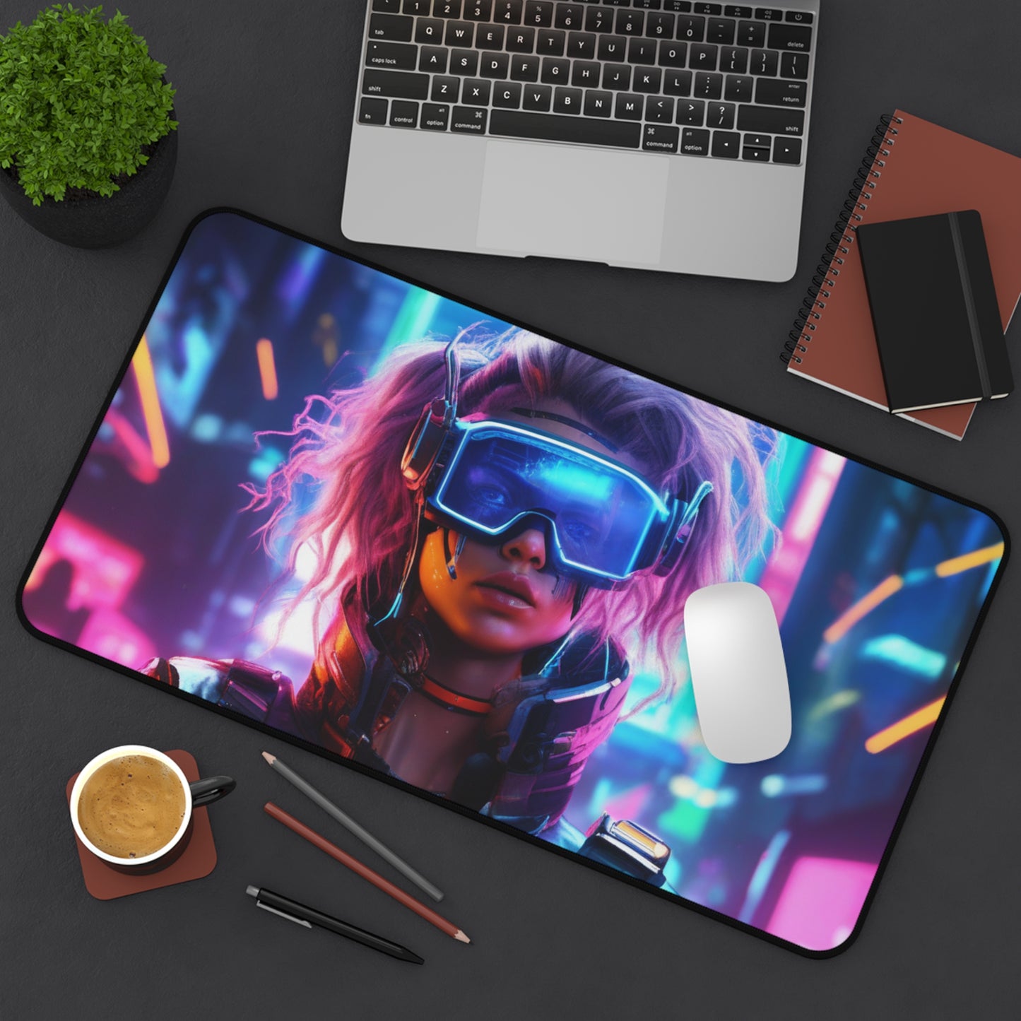 Large Gaming Mouse Pad – Premium Mouse Pad & Tech Accessory for Home & Office, Premium Desk Mat, Gaming Mouse Pad, Non-slip. Cyberpunk VR Girl Desk Mat — Neon Gaming Mousepad for Gamers & Streamers...