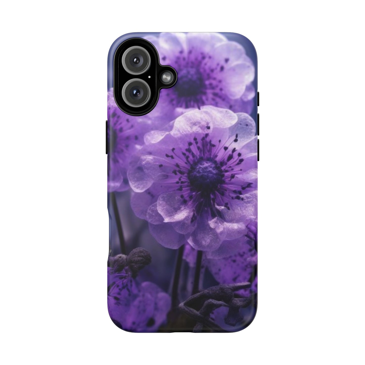 Purple Floral iPhone Case, Tough Cases for iPhone 17/16/15/14- Tough & Stylish Phone Protection. Gifts for her
