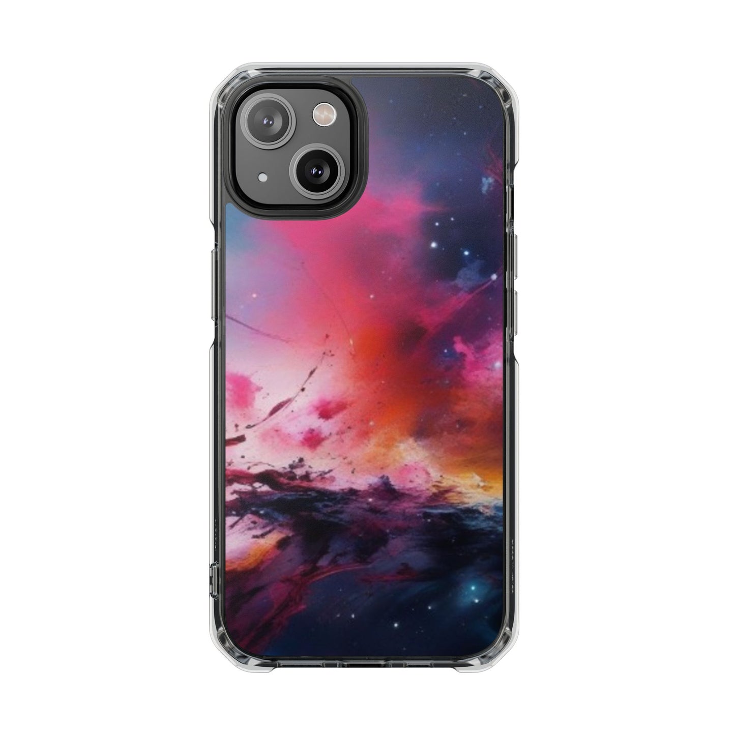 Cosmic Magnetic Phone Case for iPhone 16/15/14 - Nebula Design, Clear Impact Cover, Galaxy Phone Accessory, Unique Gift for Tech Lovers, Phone Protector