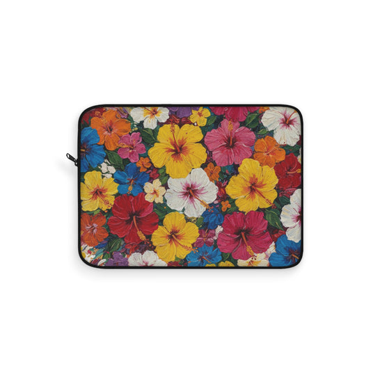 Laptop Sleeve - Modern Tech Accessory, Gift for Students, Office Essentials | Chic Device Protection for Tech Lovers, Modern Gift, College Essentials, Travel Accessory. Vibrant Floral Laptop Sleeve – Colorful Hibiscus Print.