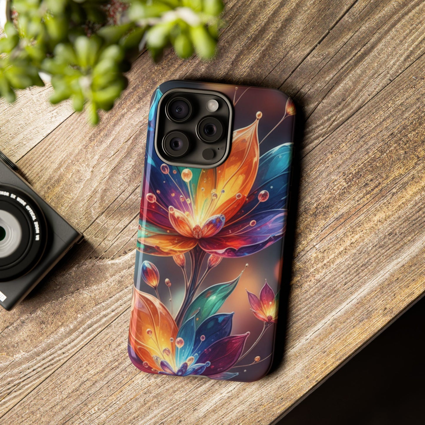 iPhone Tough Cases Phone Cases for iPhone 14\15\16\17 – Dual Layer, Matte/Glossy Finish, Wireless Charging Compatible — Vibrant Floral Lotus Phone Case