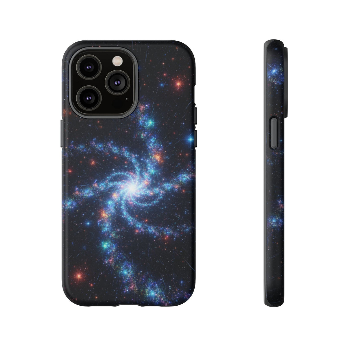 iPhone Tough Cases Phone Cases for iPhone 14\15\16\17\18 – Dual Layer, Matte/Glossy Finish, Wireless Charging Compatible. Galaxy Spiral Tough Phone Case — Cosmic Starfield Protective Cover for iPhone
