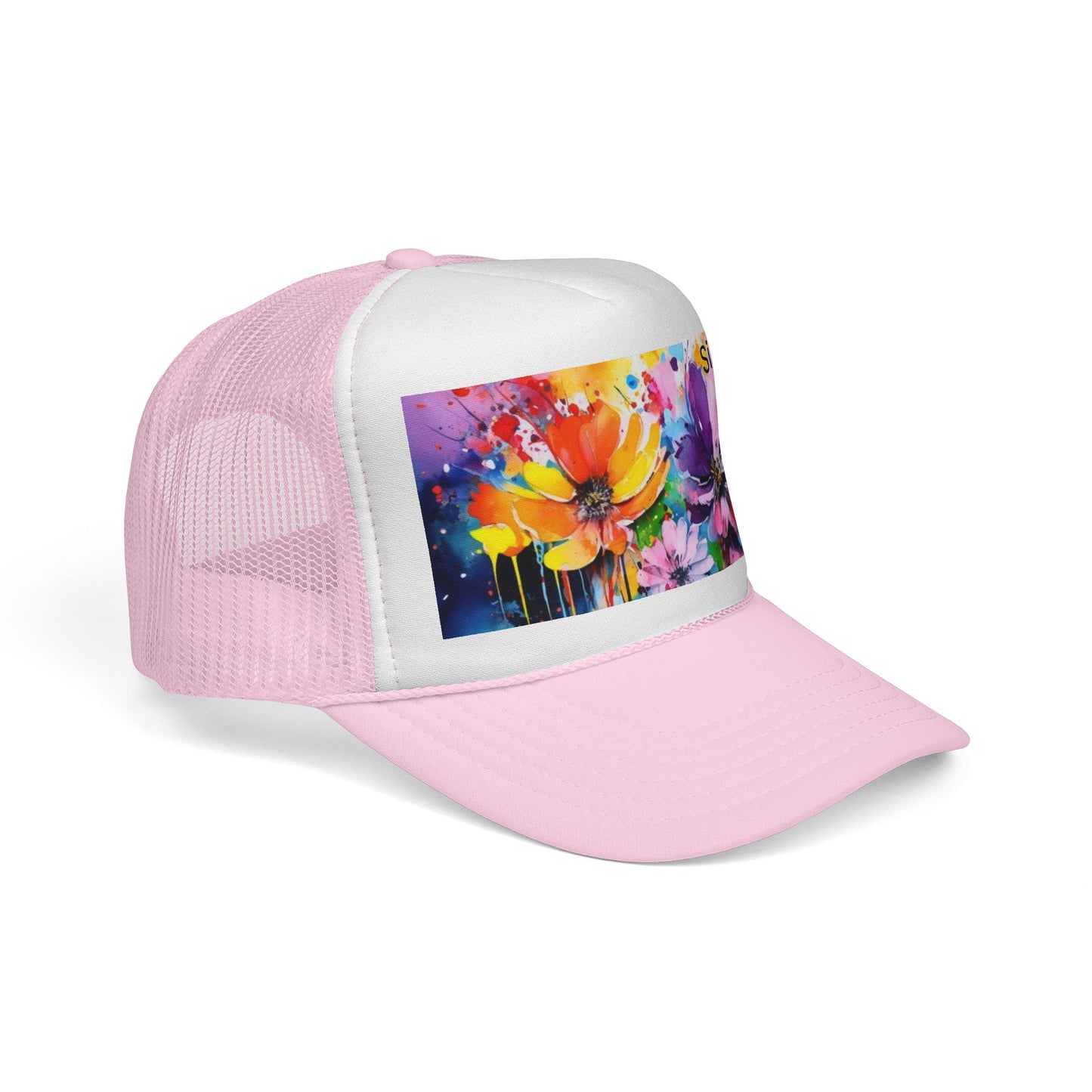Vibrant Floral Trucker Cap - Colorful Summer Hat for Outdoor Fun