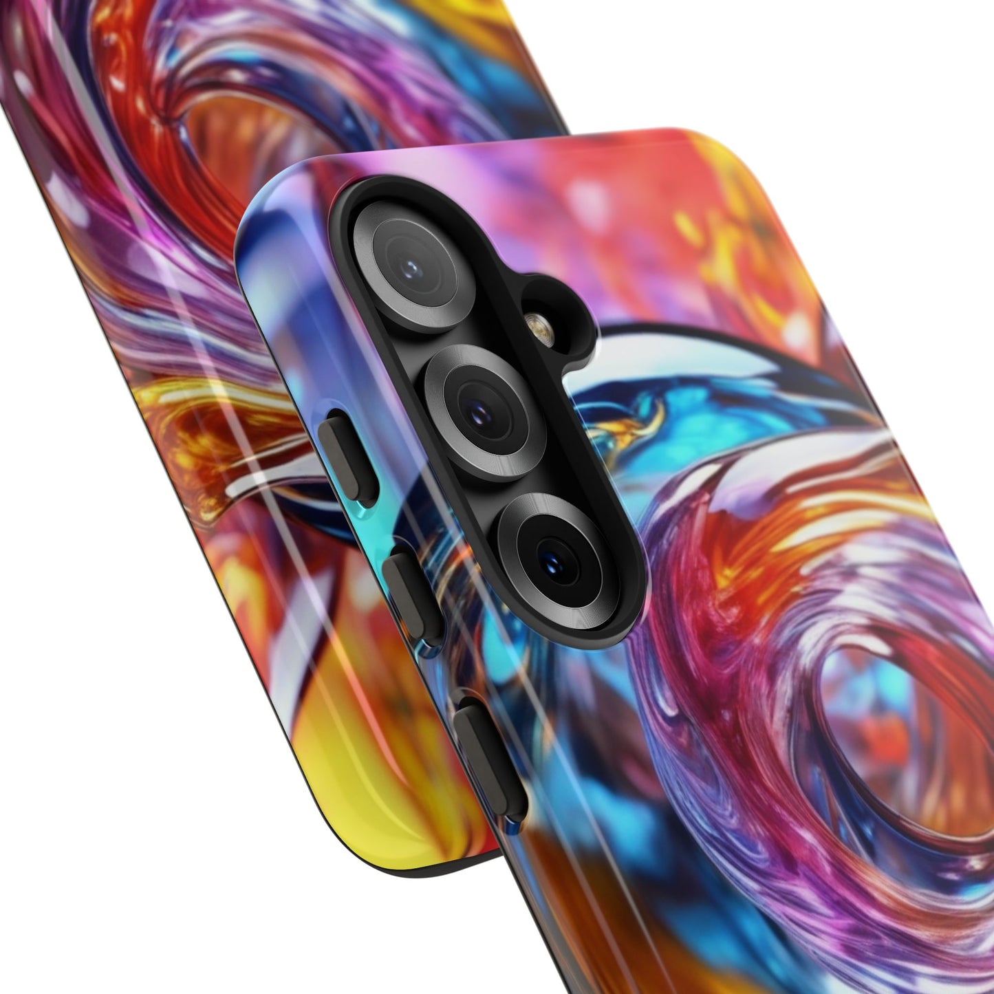 Tough Case Phone Case for Samsung Galaxy S25/S24 – Dual Layer, Matte/Glossy Finish, Wireless Charging Compatible, Vibrant Swirl Phone Case - Tough Cases for Stylish Protection