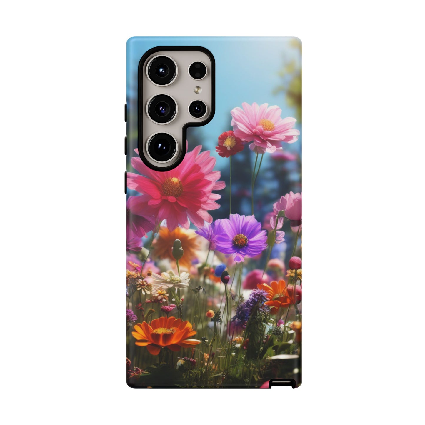 Tough Cases Phone Cases for Samsung Galaxy S25/S24/S23 – Dual Layer, Matte/Glossy Finish, Wireless Charging Compatible, Floral Meadow Tough Phone Case – Colorful Wildflower Protective Cover