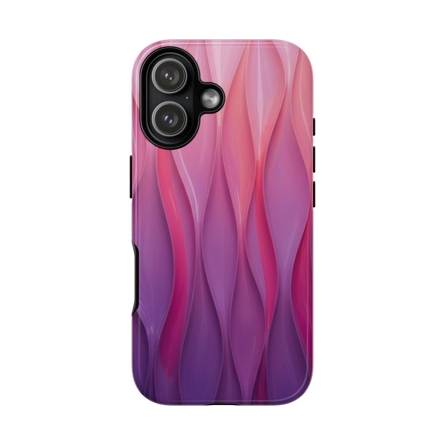 Pink Purple Wave Tough Phone Case. iPhone Tough Cases Phone Cases for iPhone 14\15\16\17 – Dual Layer, Matte/Glossy Finish, Wireless Charging Compatible — Abstract Gradient Protective Cover
