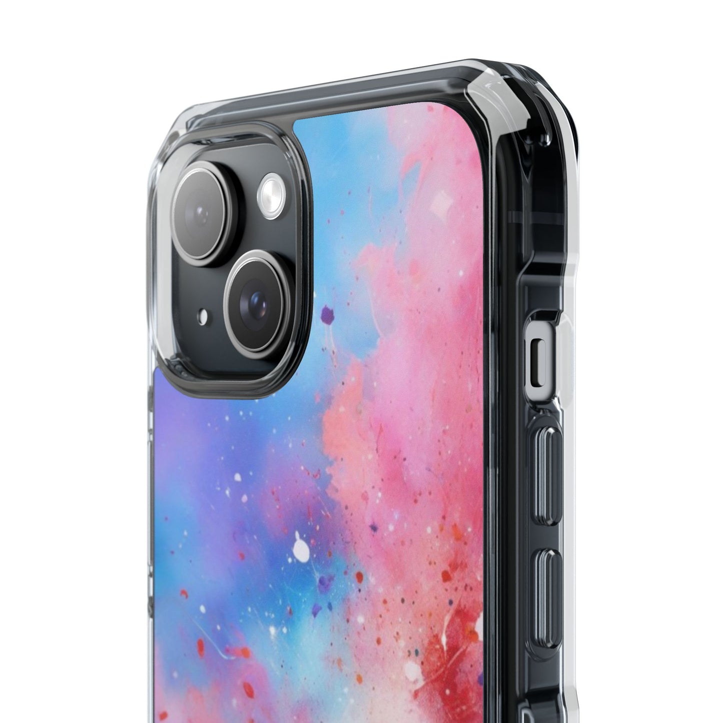 Magnetic Clear Impact Cases for iPhone 16/15/14, Colorful Nebula Design, Unique Gift for Phone Lovers,