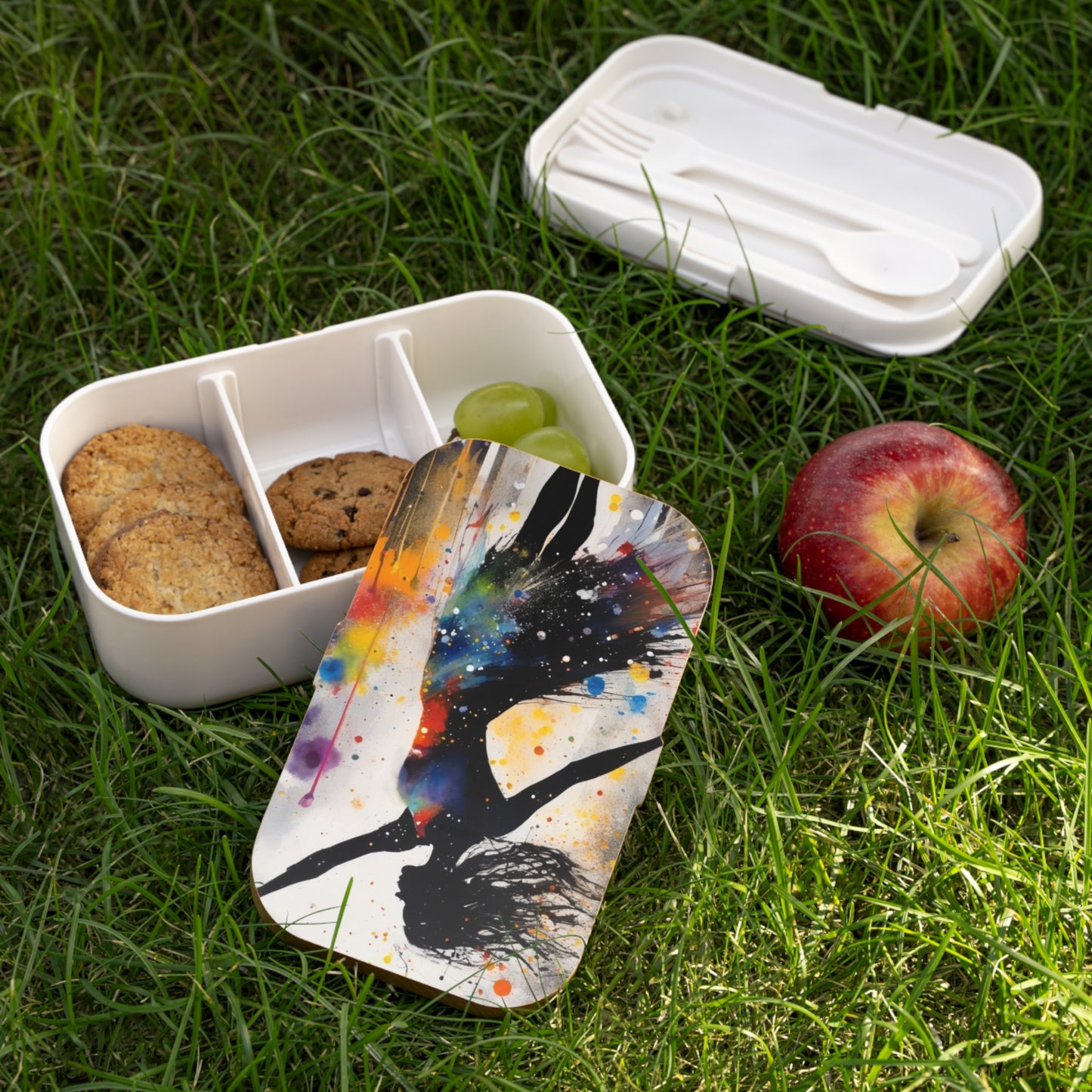 Artistic Dance Silhouette Bento Lunch Box — Color Splash Dancer Design