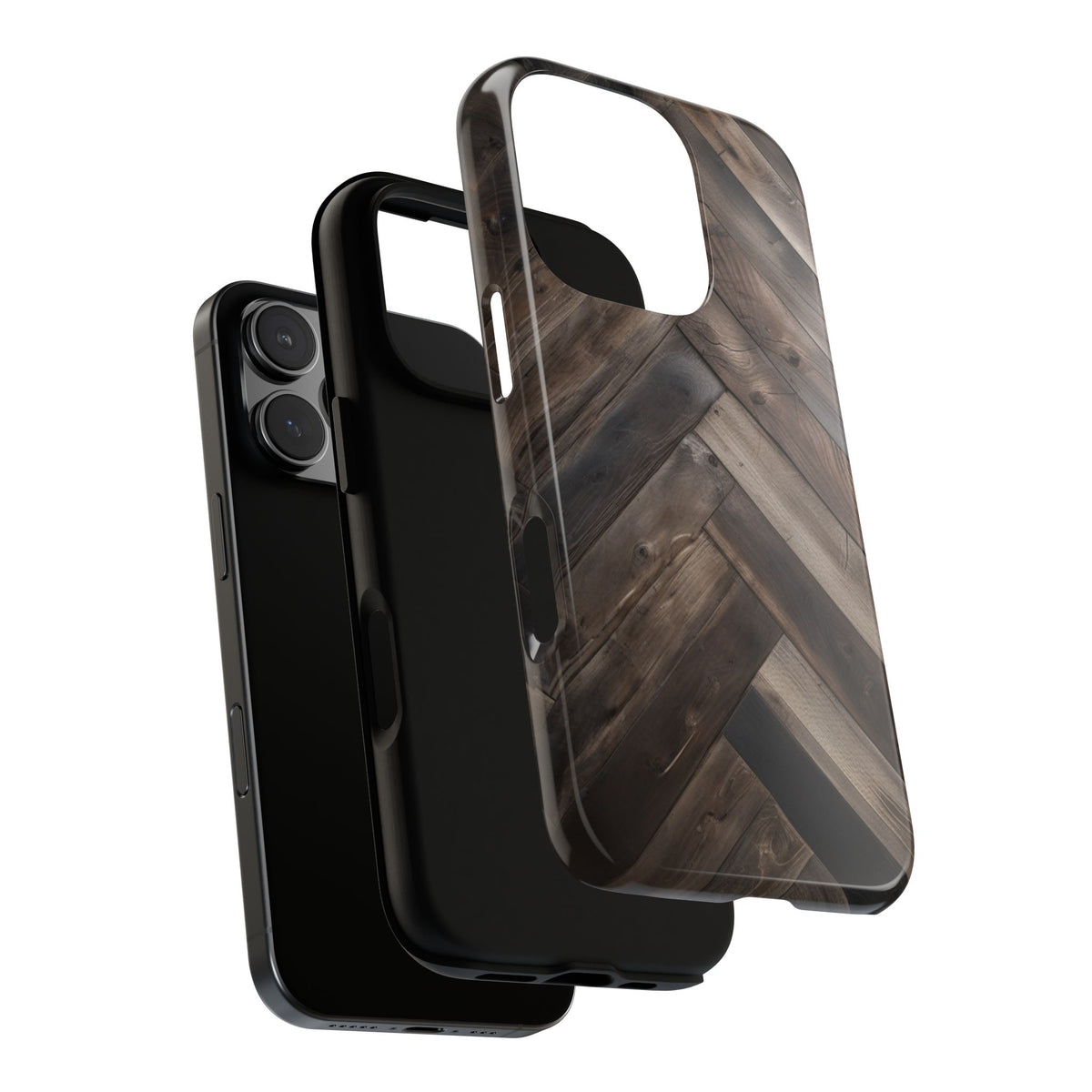 iPhone Tough Cases Phone Cases for iPhone 14\15\16\17\18– Dual Layer, Matte/Glossy Finish, Wireless Charging Compatible. Durable Phone Case with Modern Wood Design.