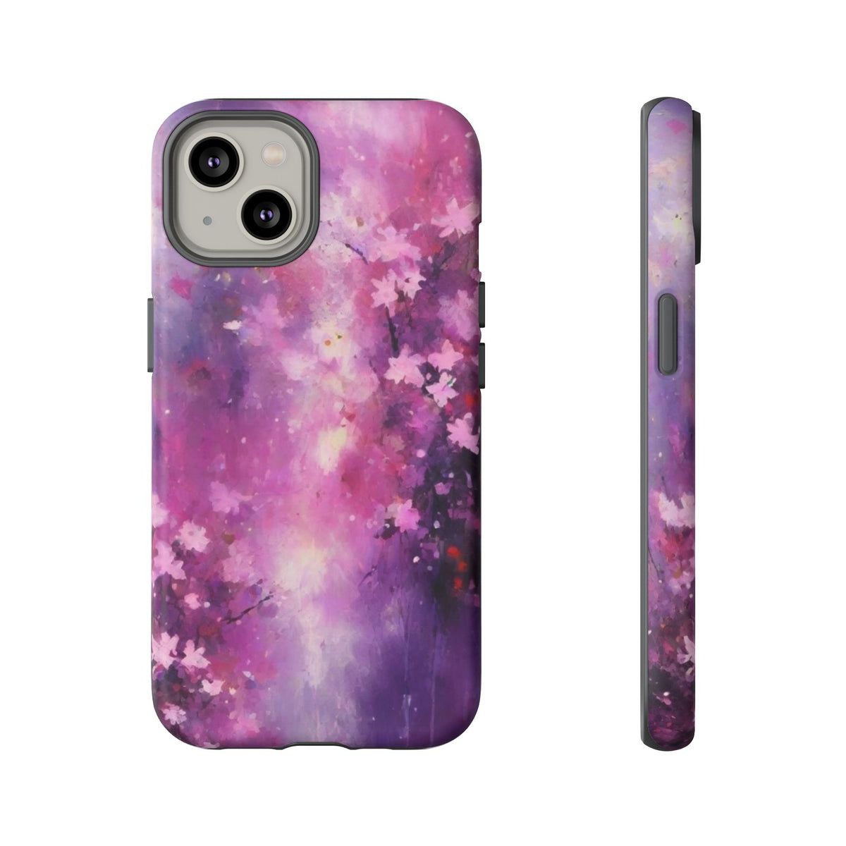 iPhone Tough Case Phone Case for iPhone 14\15\16 – Dual Layer, Matte/Glossy Finish, Wireless Charging Compatible, Cherry Blossom Phone Case