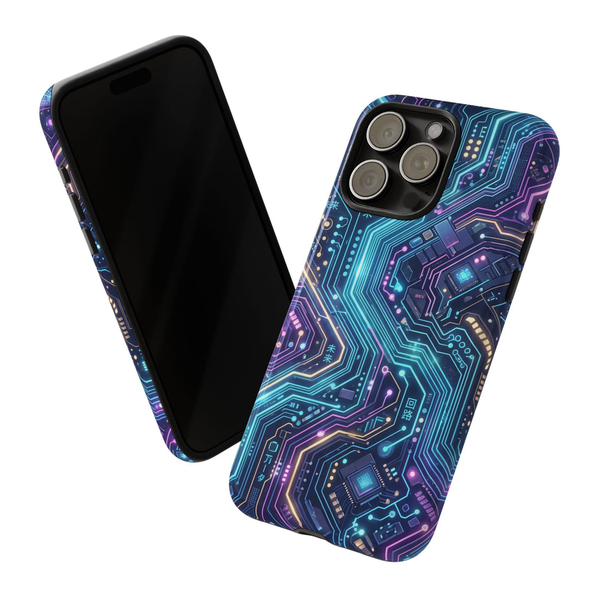 iPhone Tough Cases Phone Cases for iPhone 14\15\16\17\18 – Dual Layer, Matte/Glossy Finish, Wireless Charging Compatible. Tech Circuit Tough Phone Case.