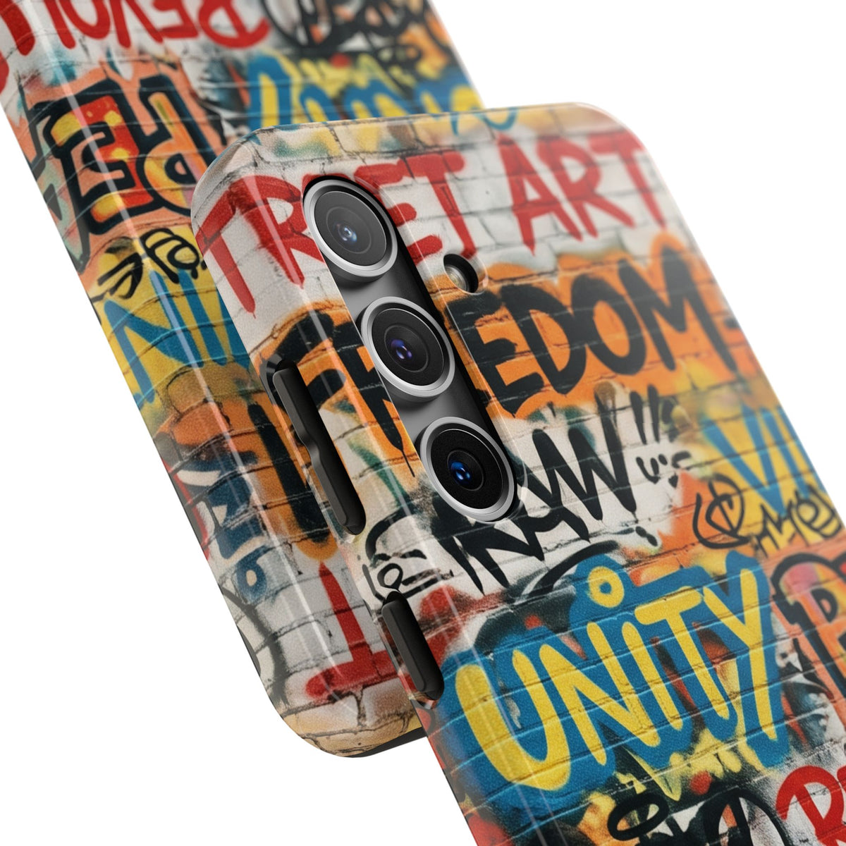 Tough Cases Phone Cases for Samsung Galaxy S26/S25/S24 – Dual Layer, Matte/Glossy Finish, Wireless Charging Compatible. Tough Phone Case – Urban Graffiti Unity Peace Love Design