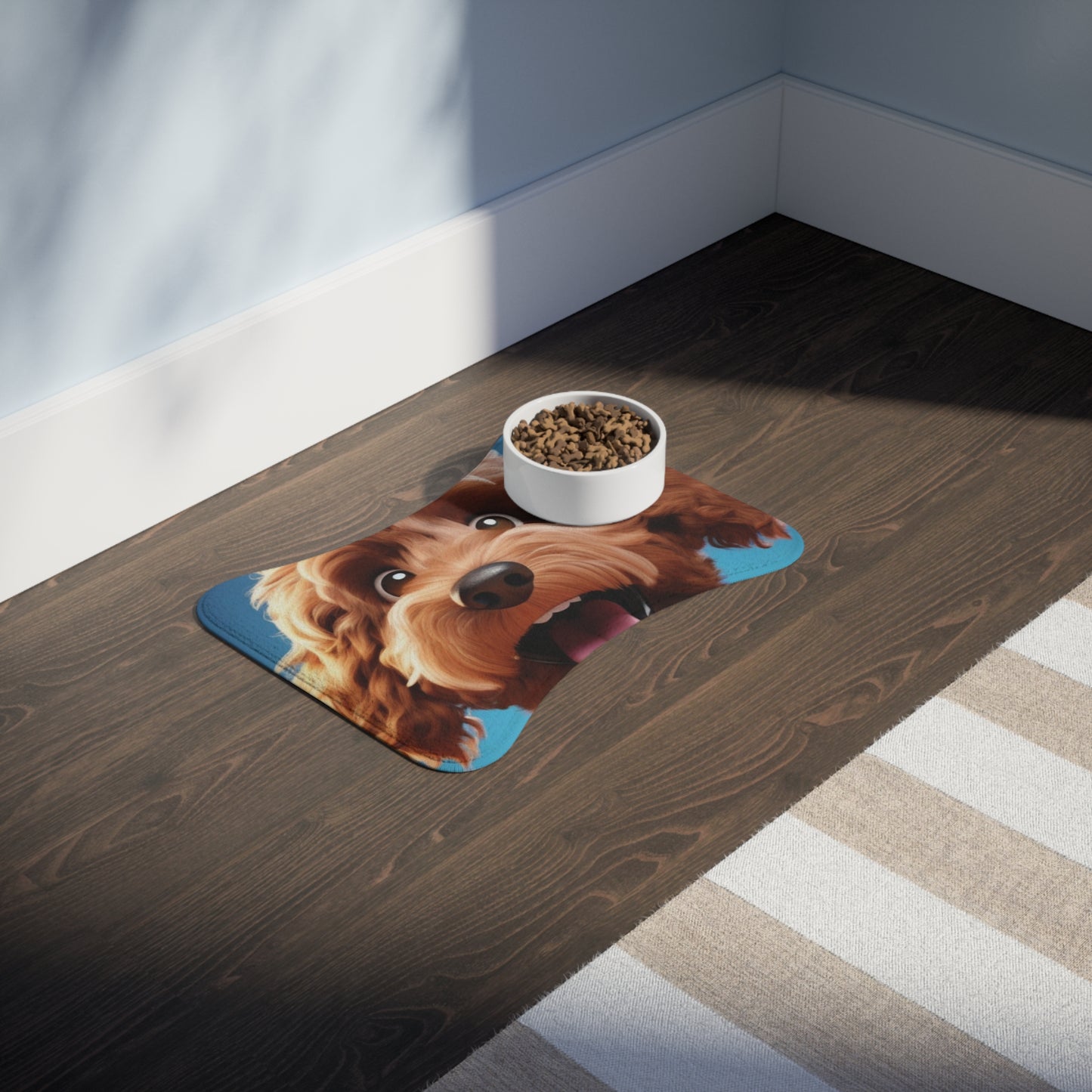 Designer Pet Feeding Mat – Non-Slip, Absorbent & Bone Shaped for Mess-Free Meals