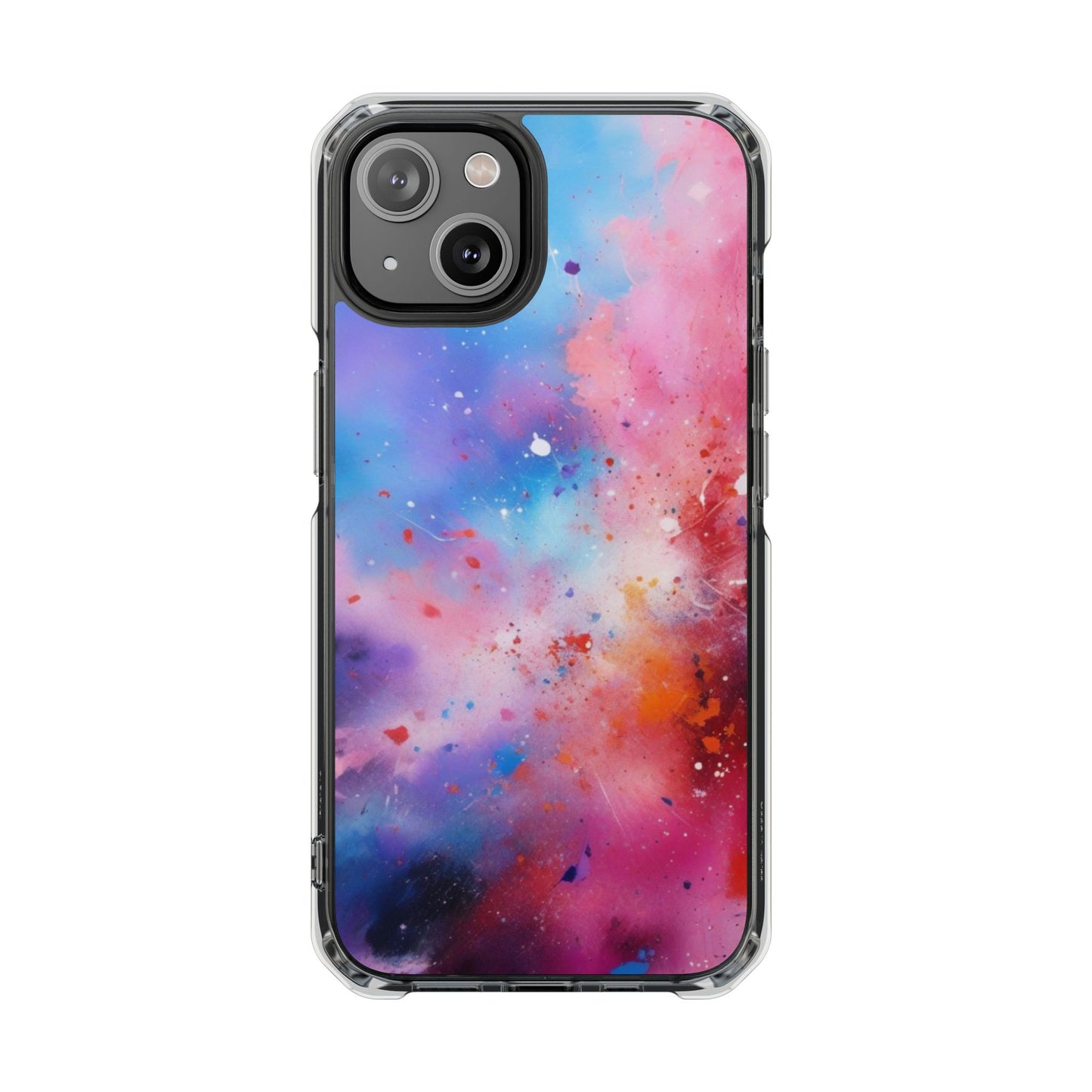 Magnetic Clear Impact Cases for iPhone 16/15/14, Colorful Nebula Design, Unique Gift for Phone Lovers,