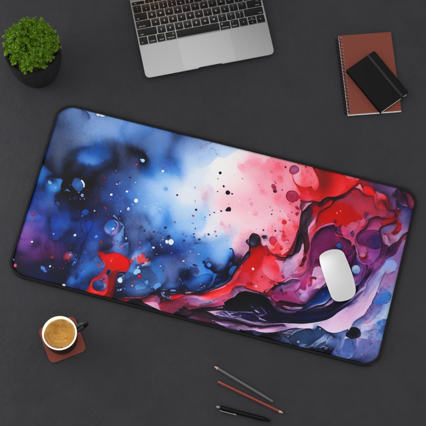Large Gaming Mouse Pad – Premium Mouse Pad & Tech Accessory for Home & Office, Premium Desk Mat, Gaming Mouse Pad, Non-slip. Abstract Watercolor Desk Mat — Vibrant Red & Blue Gaming/Work Mouse Pad